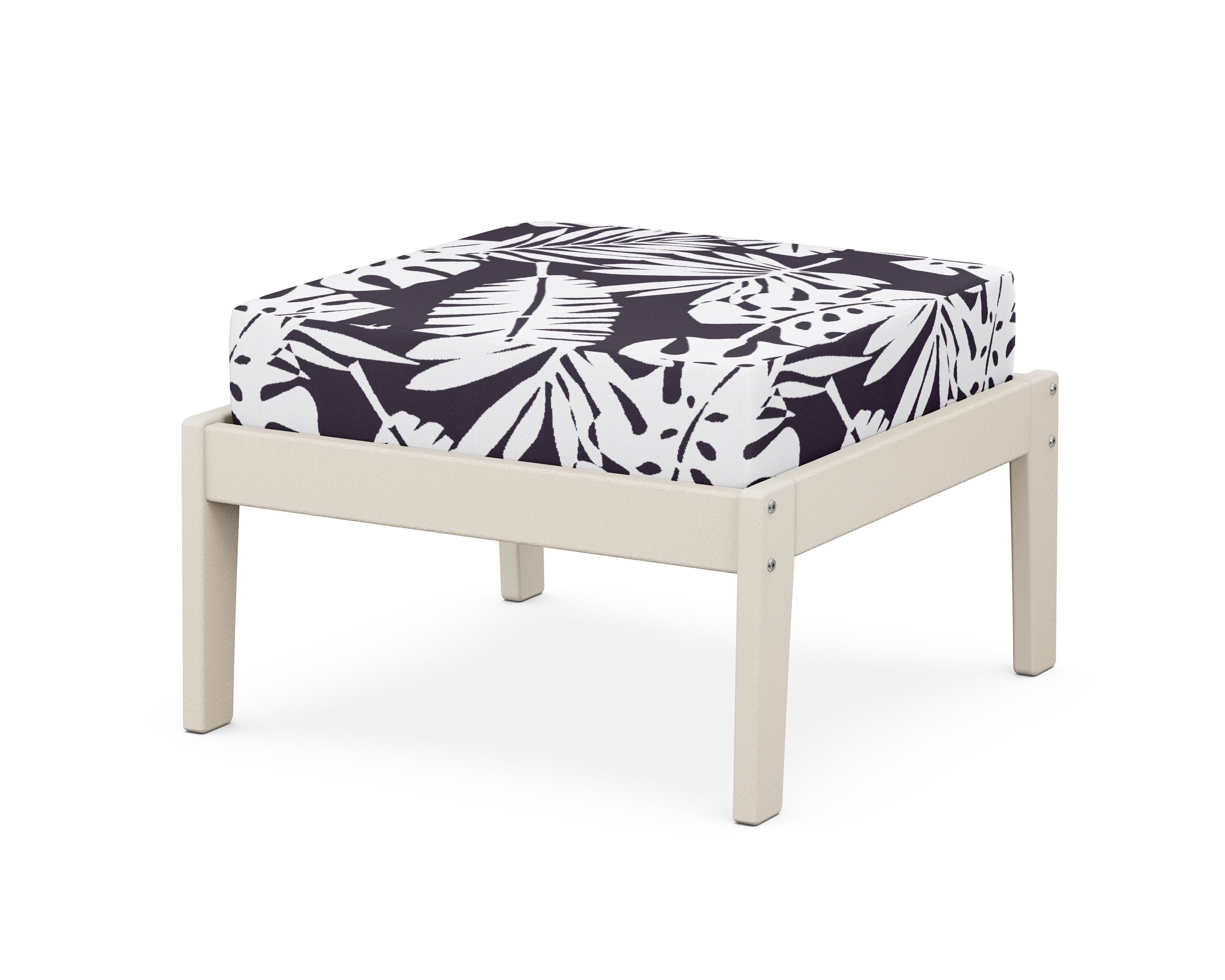 Unbranded Deep Seating Ottoman in Sand / Leaf Navy