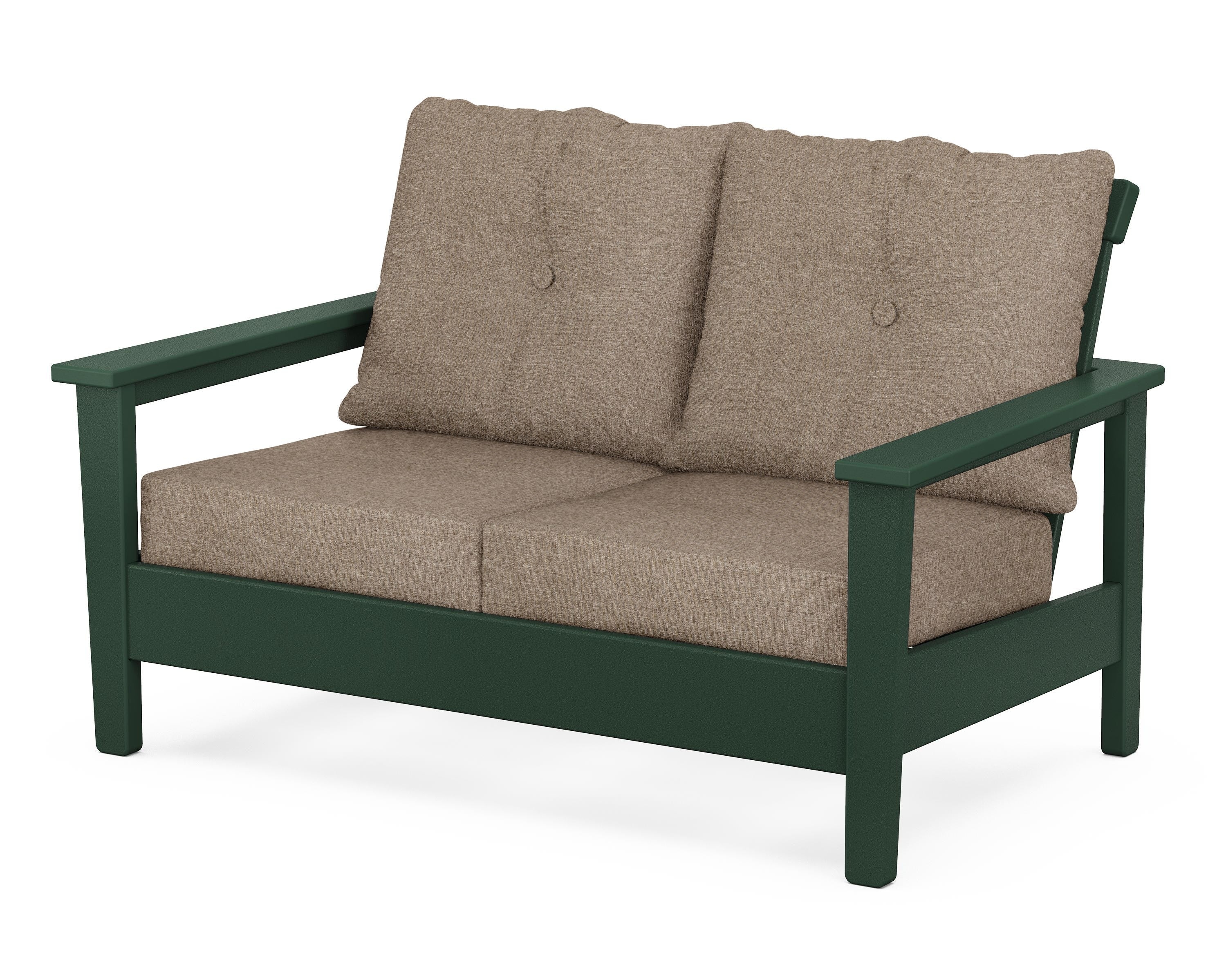 POLYWOOD® Prescott Deep Seating Loveseat in Green / Spiced Burlap