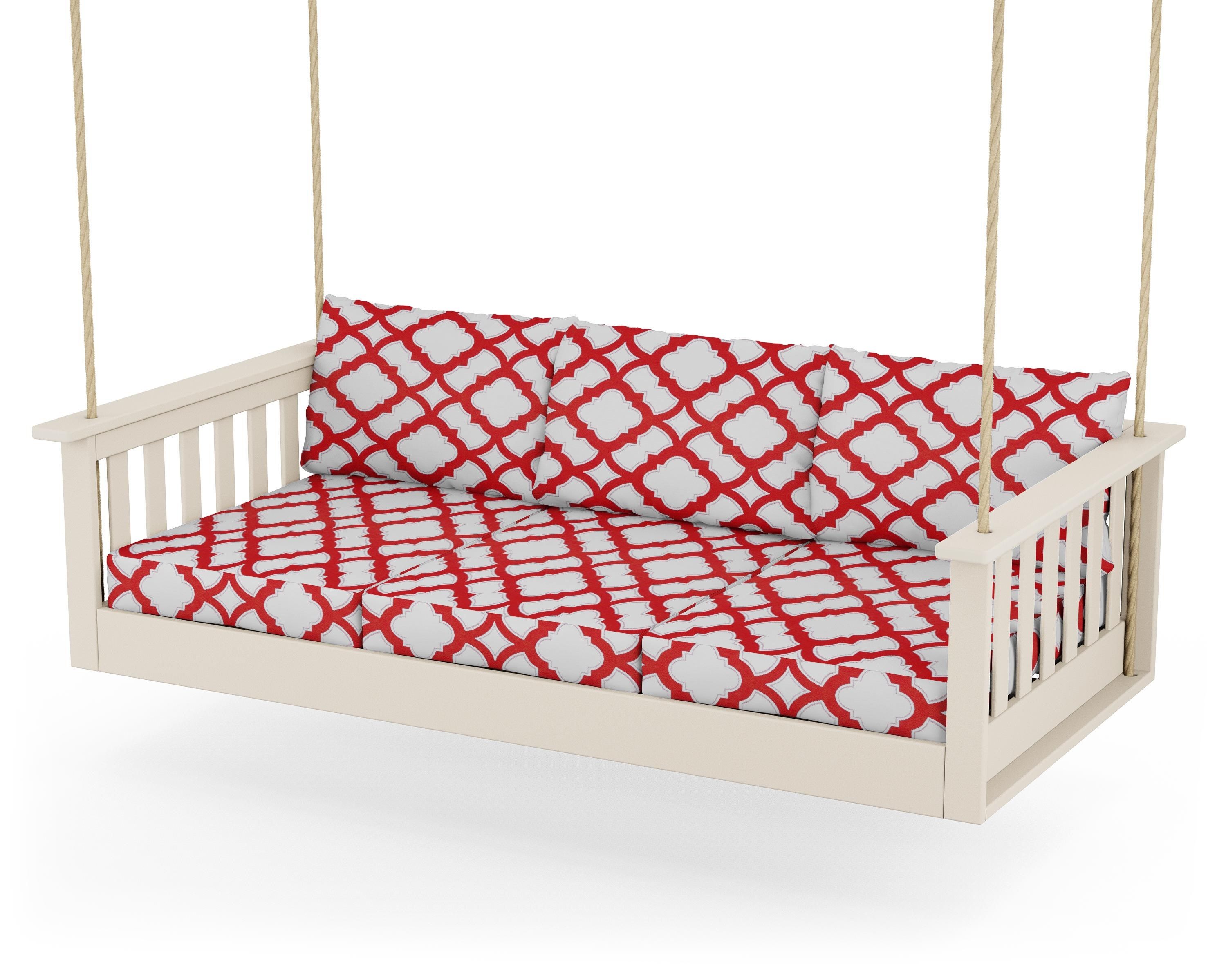 POLYWOOD® Vineyard Daybed Swing in Sand / Trellis Crimson