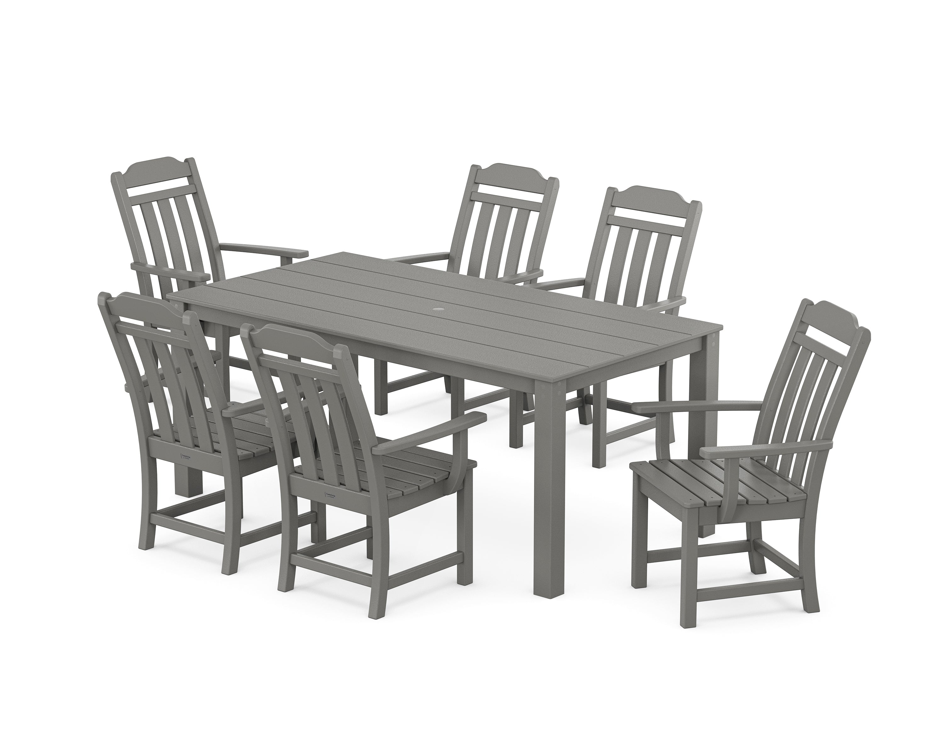Country Living Cottage Arm Chair 7-Piece Parsons Dining Set in Slate Grey