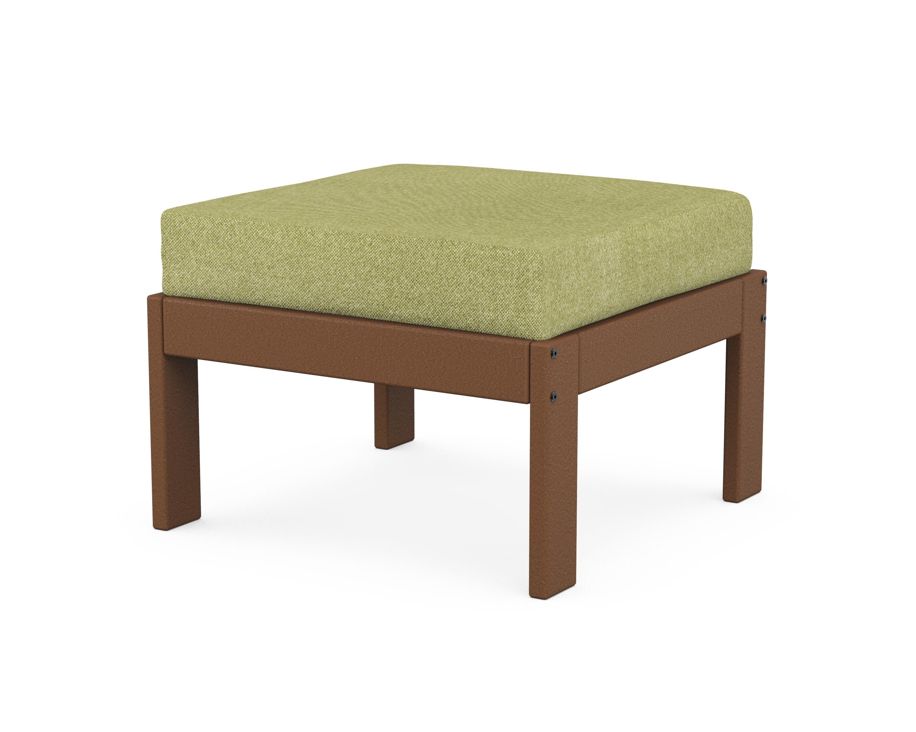 POLYWOOD® Vineyard Modular Ottoman in Teak / Chartreuse Boucle