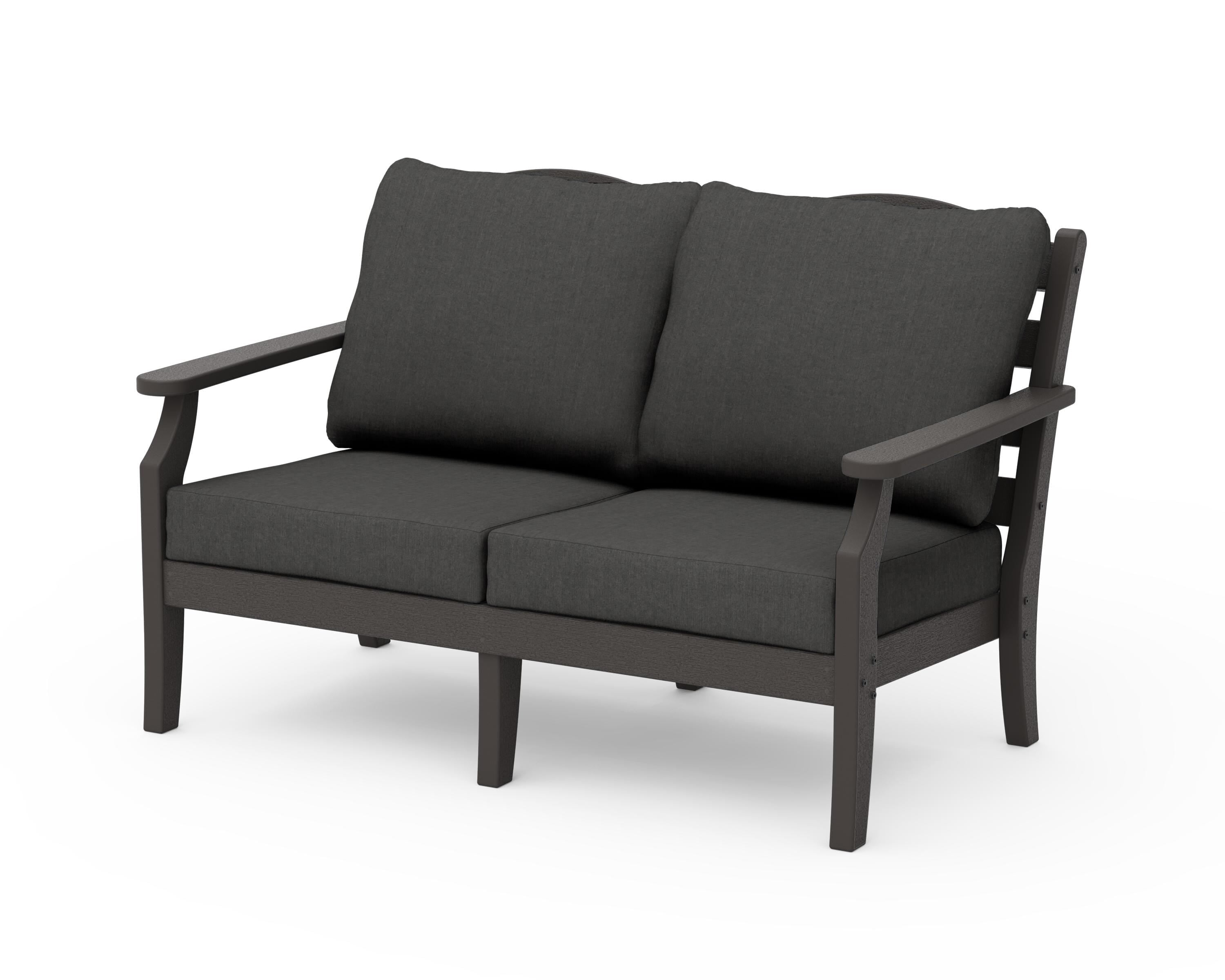 Draper James™ by POLYWOOD® Savannah Deep Seating Loveseat in Vintage Coffee / Spectrum Carbon