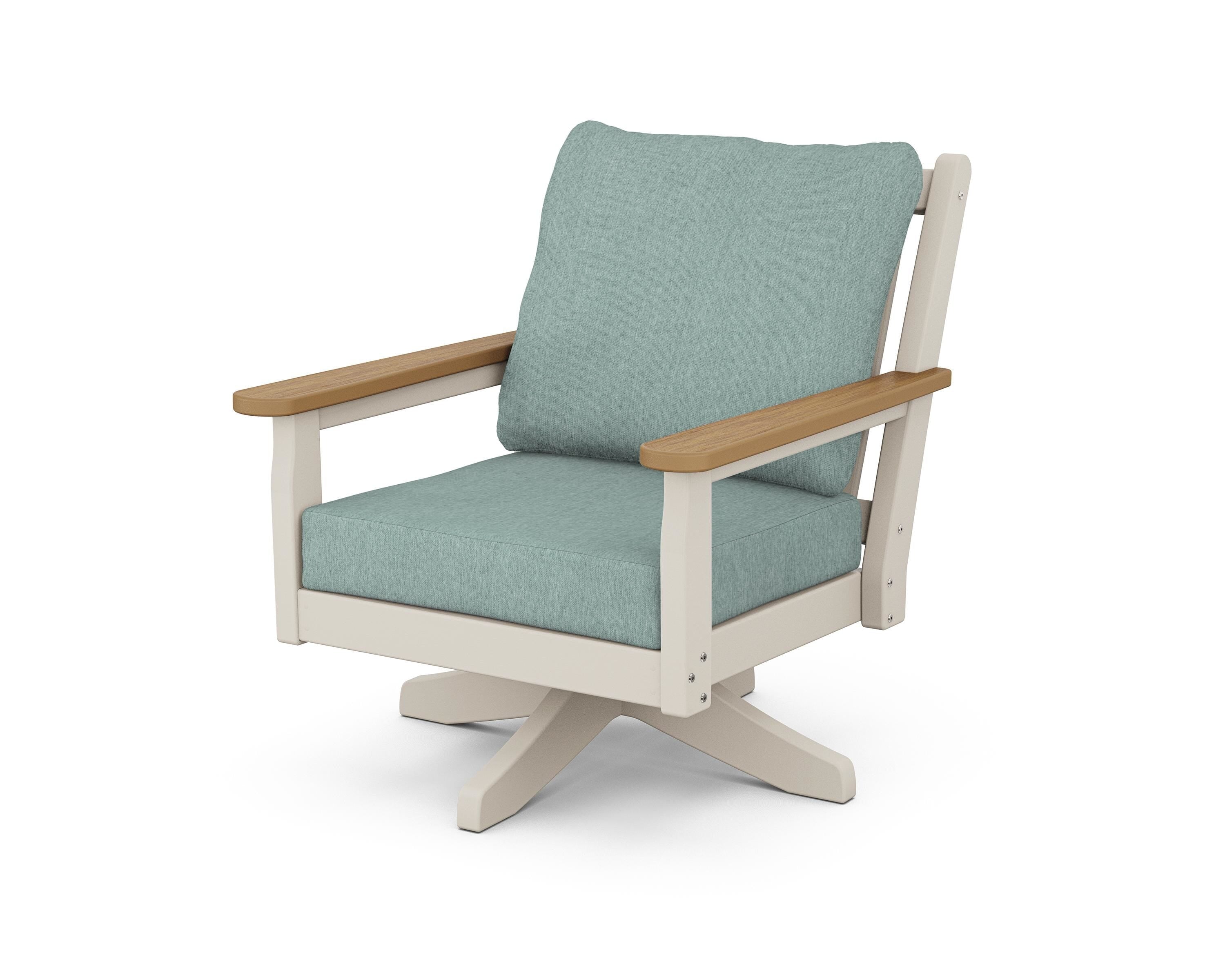 POLYWOOD® Chippendale Deep Seating Swivel Chair in Sand / Natural / Glacier Spa
