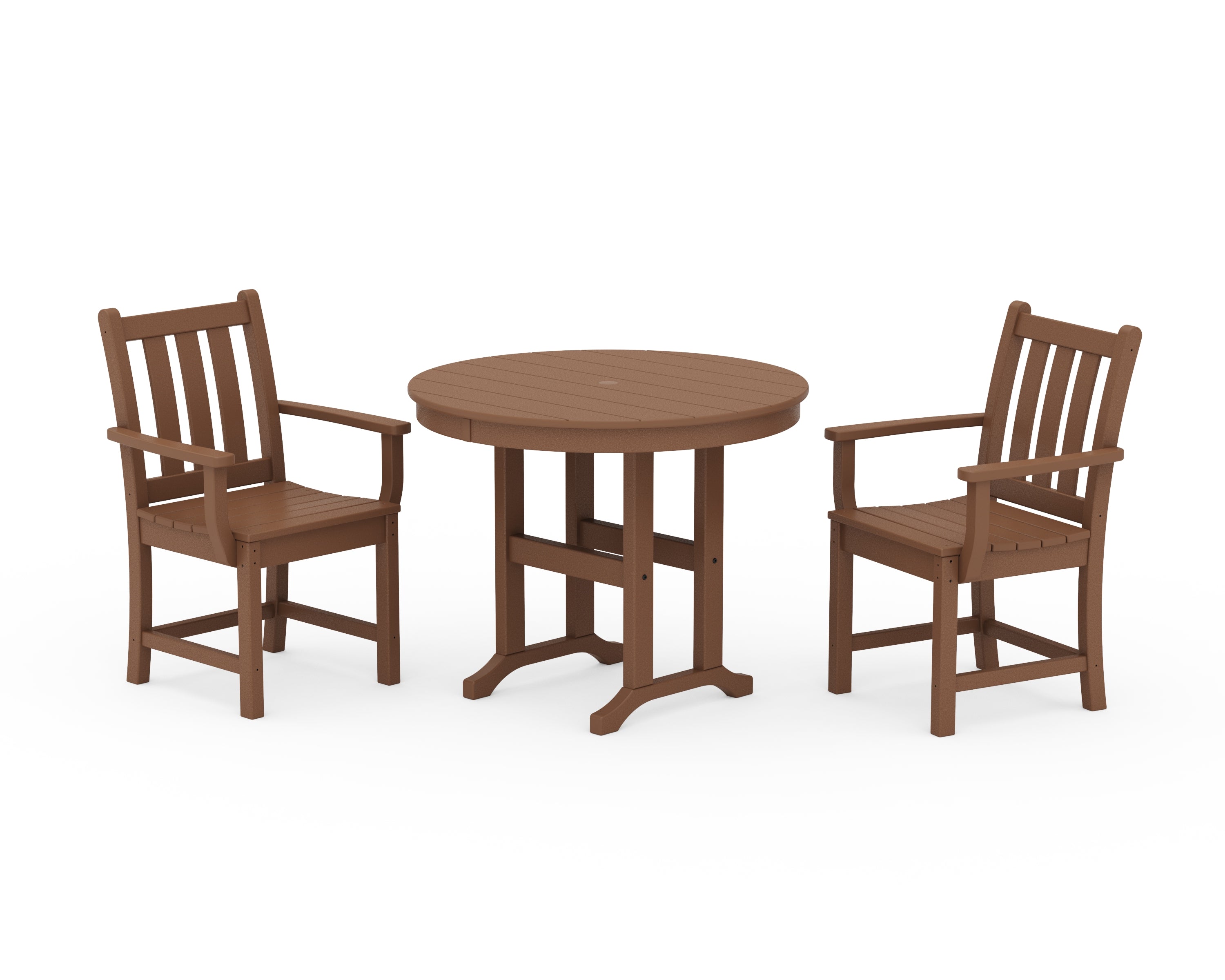 POLYWOOD® Traditional Garden 3-Piece Round Dining Set in Teak