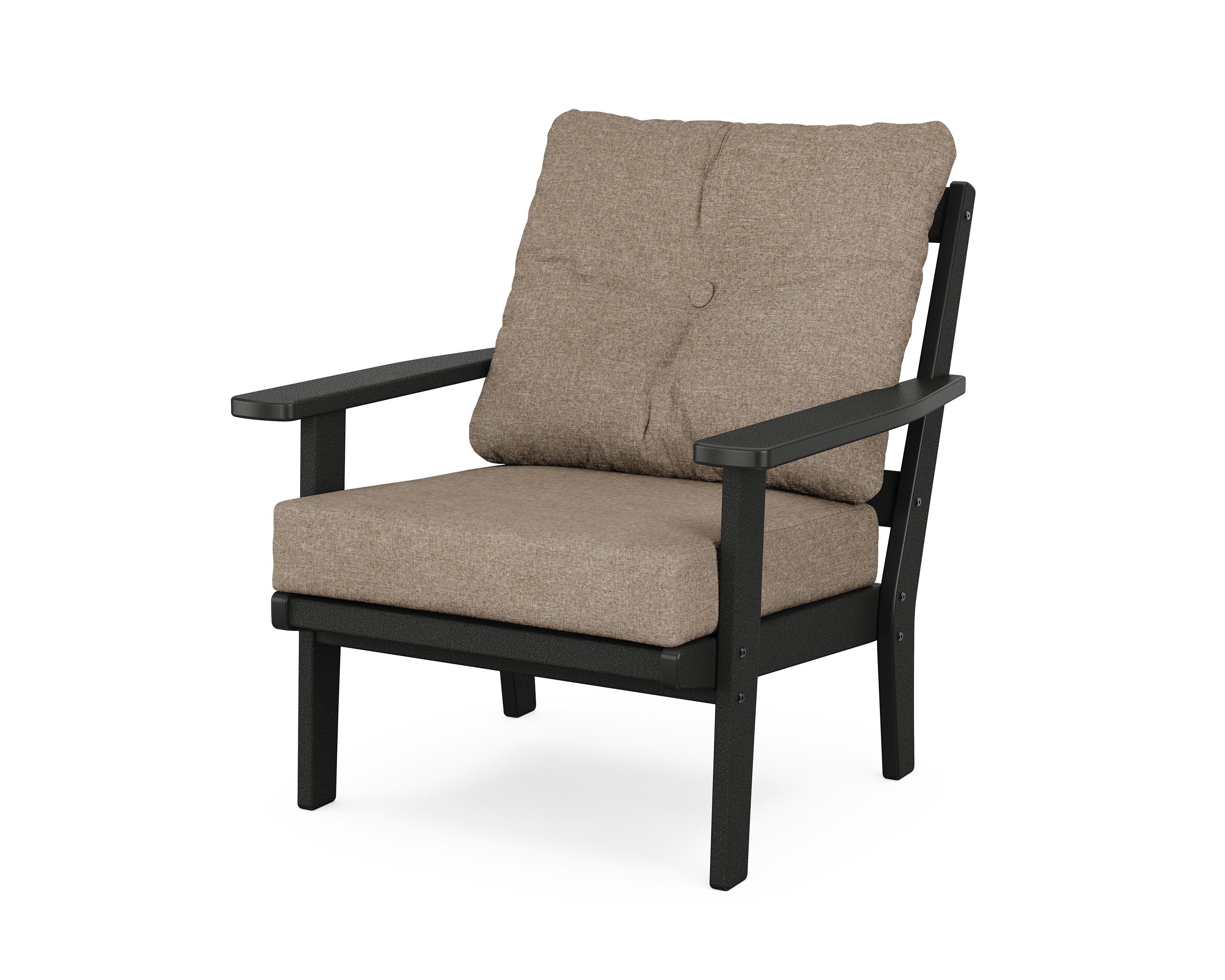 POLYWOOD® Oxford Deep Seating Chair in Black / Spiced Burlap