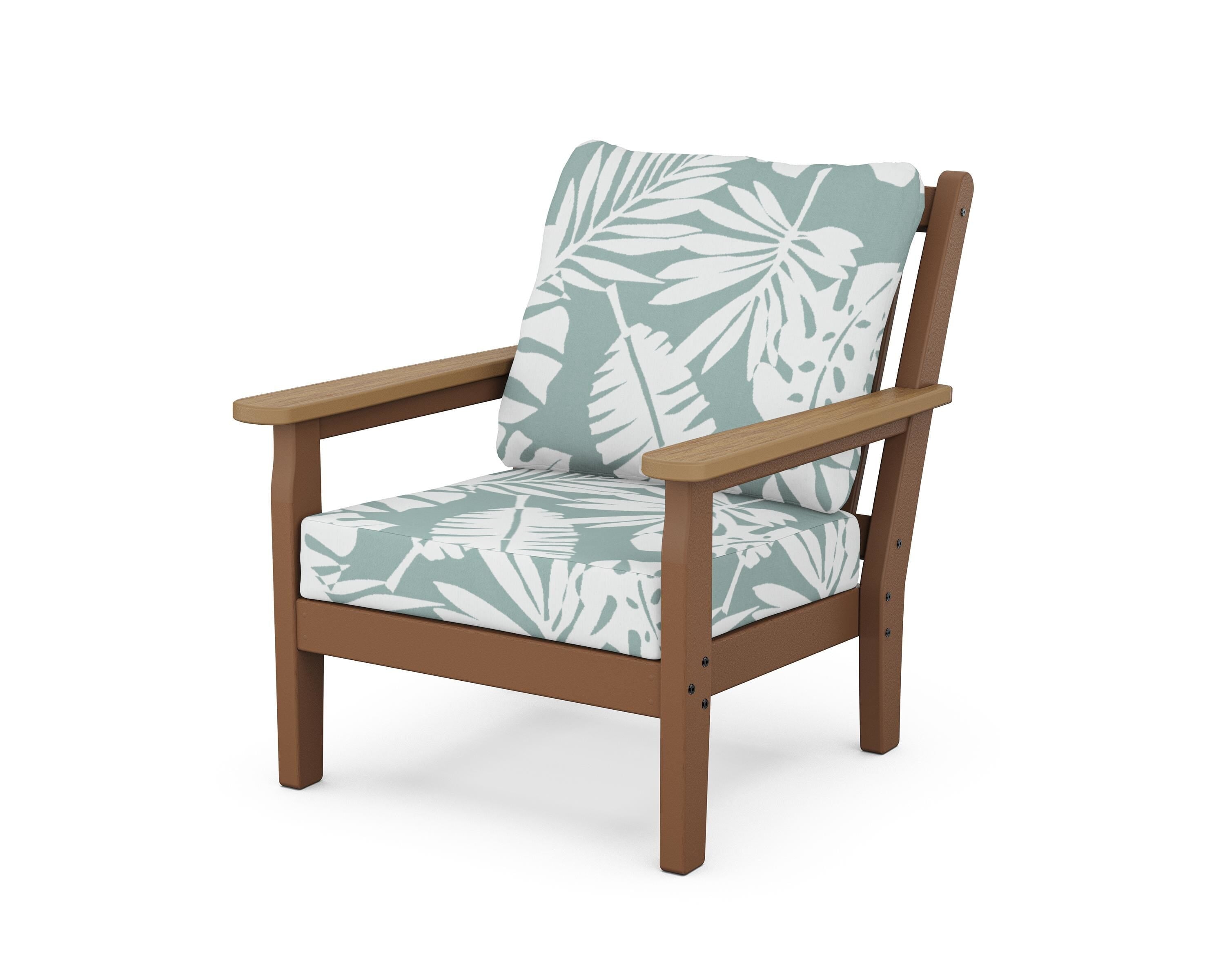 POLYWOOD® Chippendale Deep Seating Chair in Teak / Natural / Leaf Glacier Spa