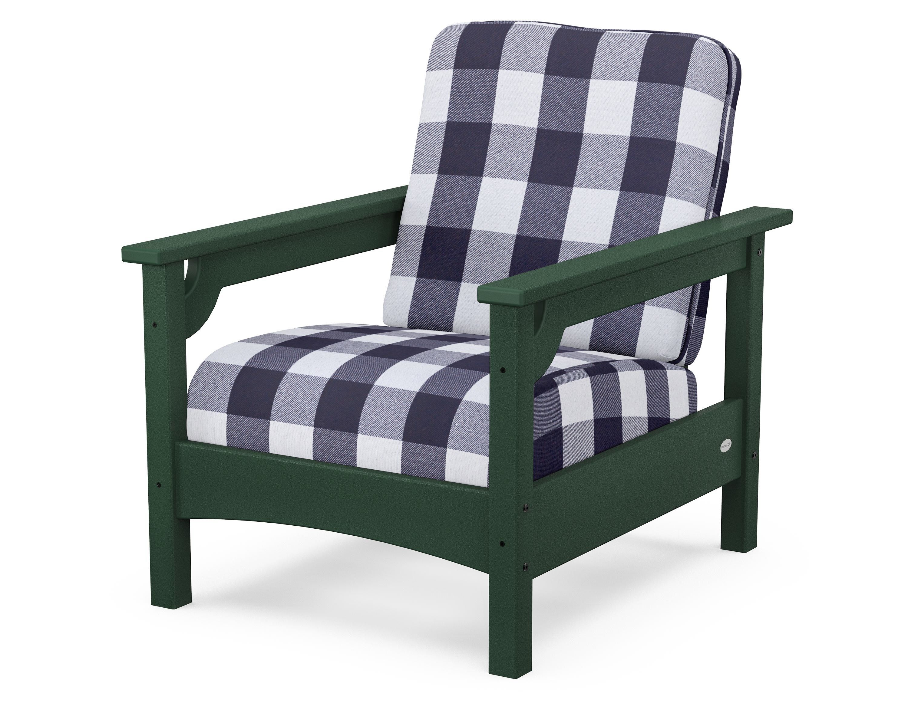 POLYWOOD® Club Chair in Green / Buffalo Plaid Navy