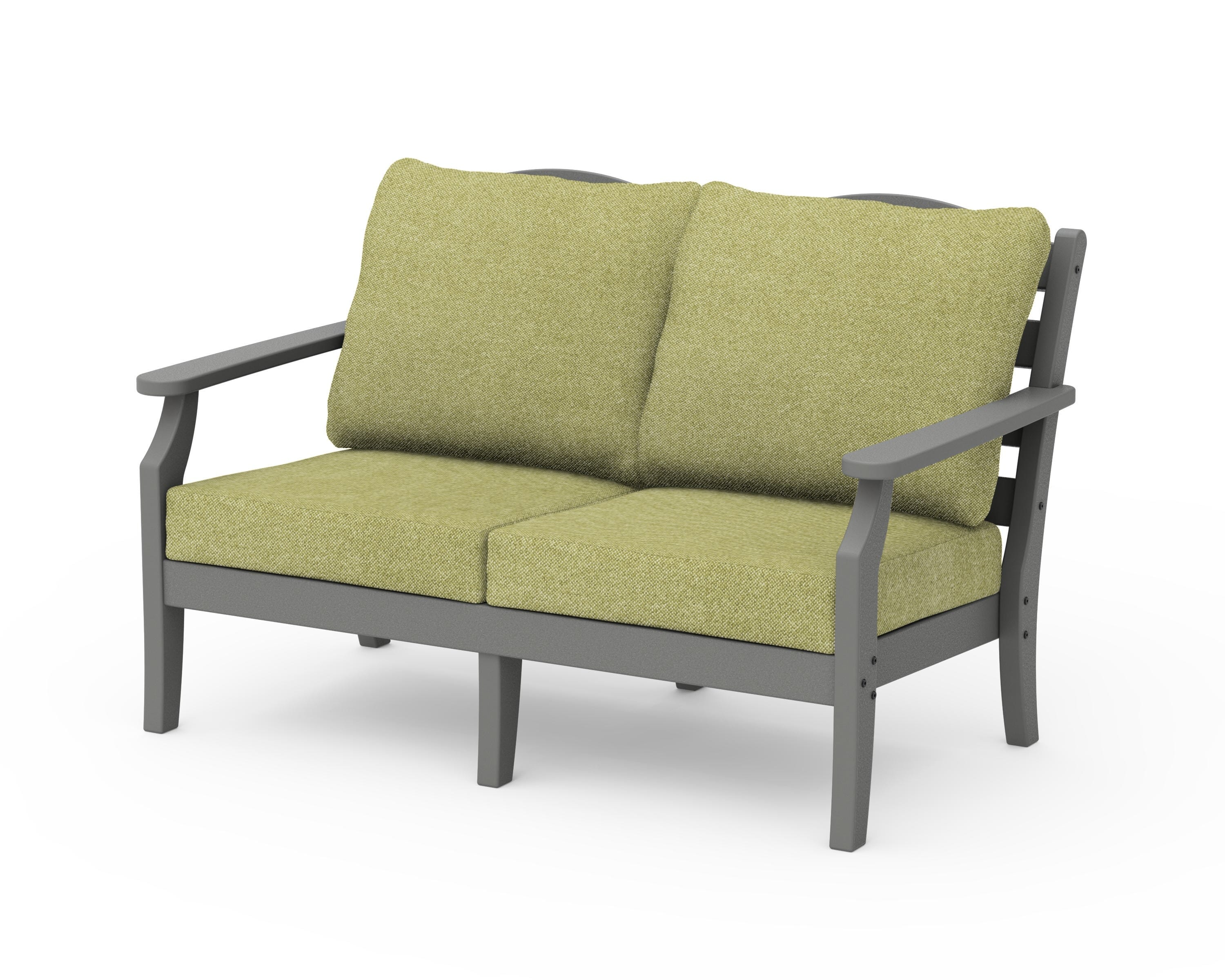 Draper James™ by POLYWOOD® Savannah Deep Seating Loveseat in Slate Grey / Chartreuse Boucle