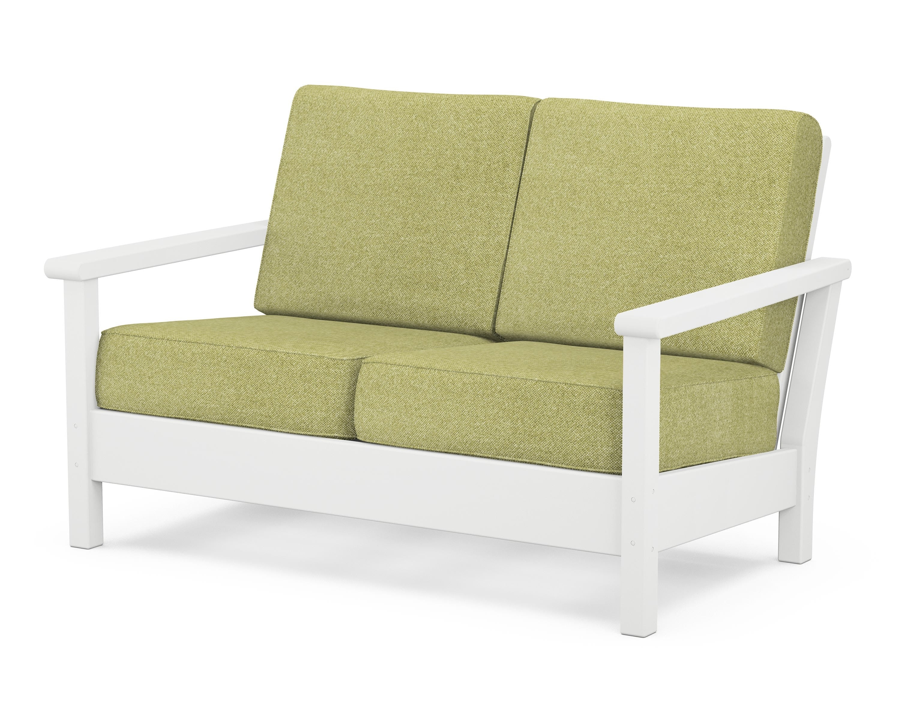 POLYWOOD® Harbour Deep Seating Loveseat in White / Chartreuse Boucle