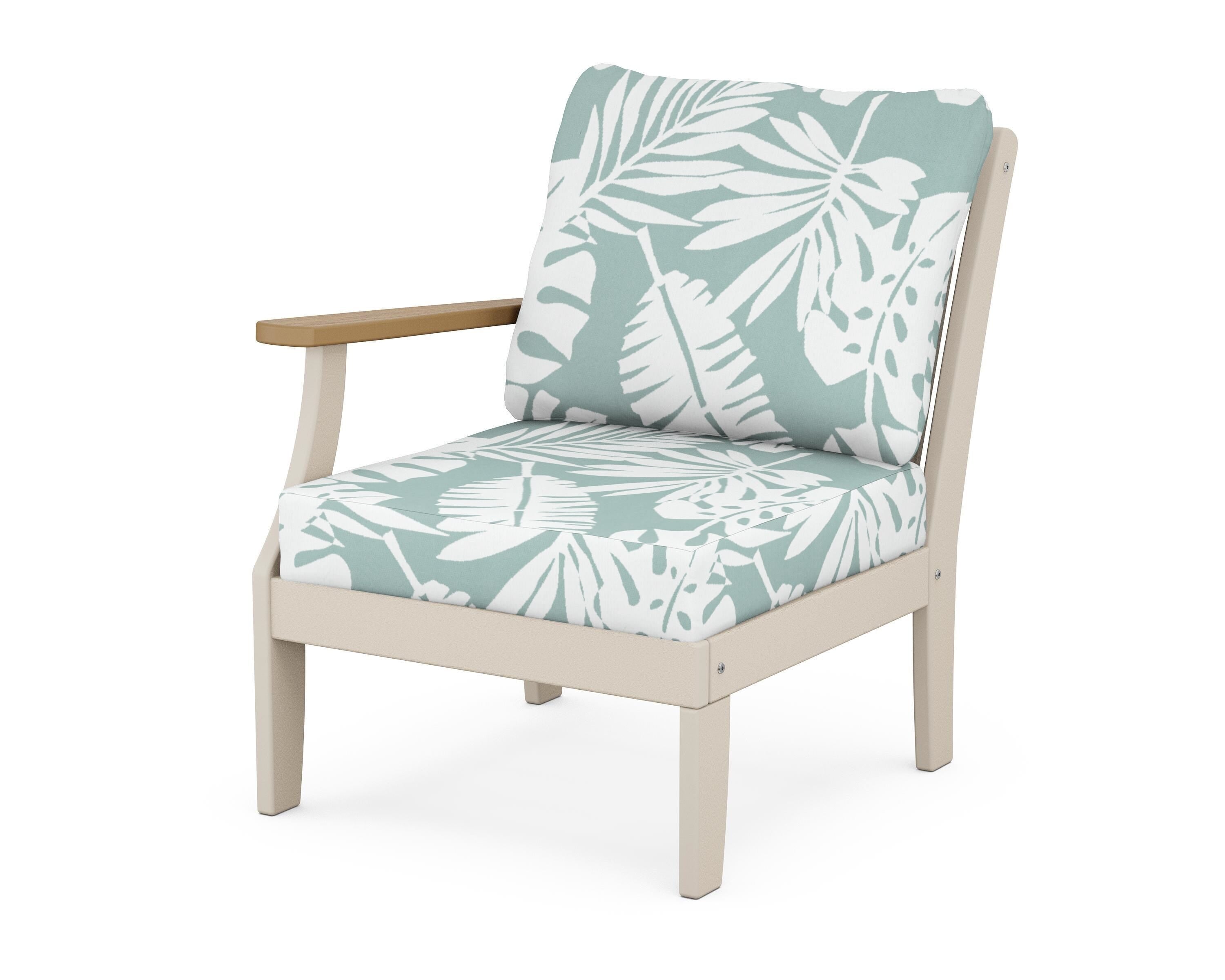 POLYWOOD® Braxton Modular Left Arm Chair in Sand / Natural / Leaf Glacier Spa