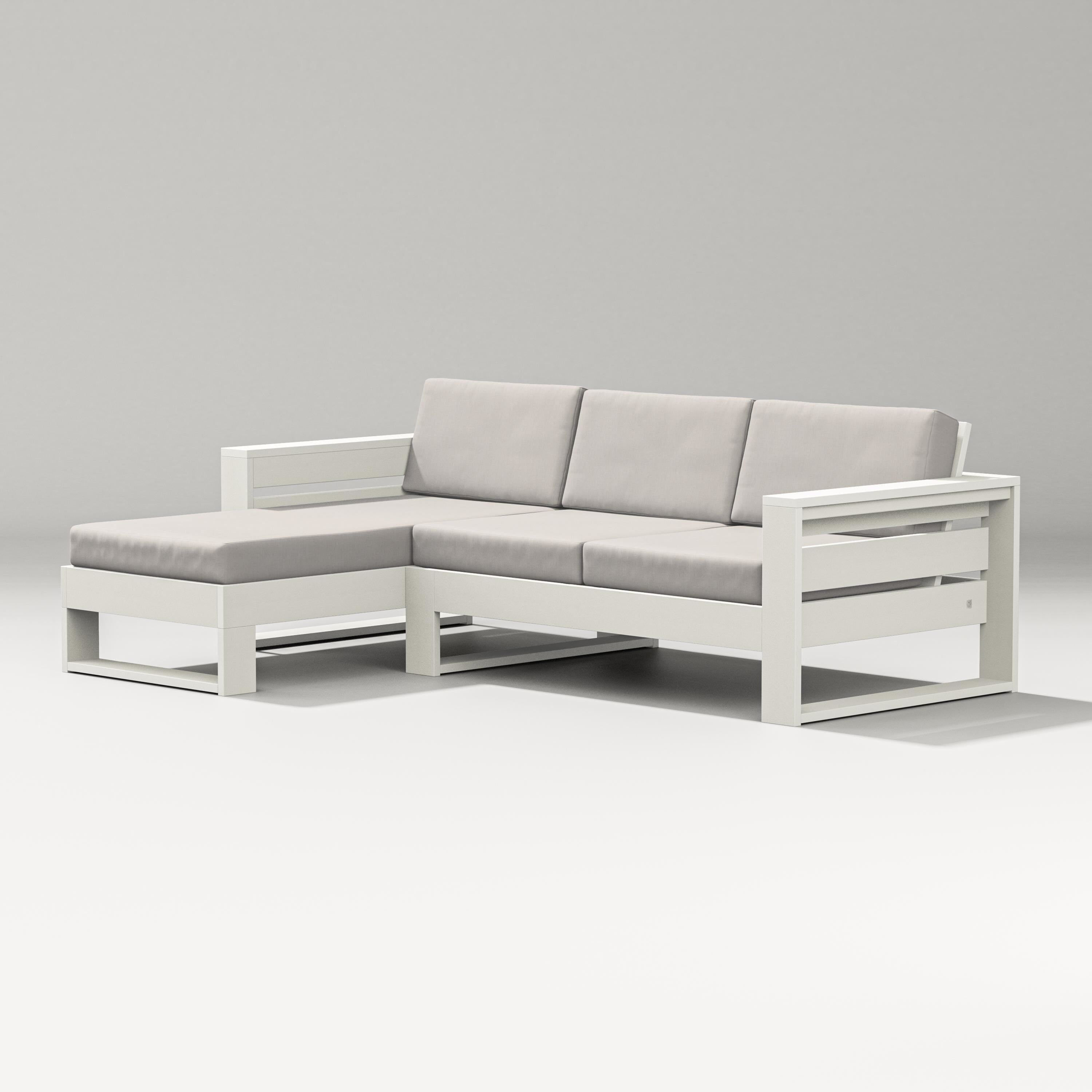 PW Designer Series Latitude Left Chaise Sectional in Vintage White / Cast Ash