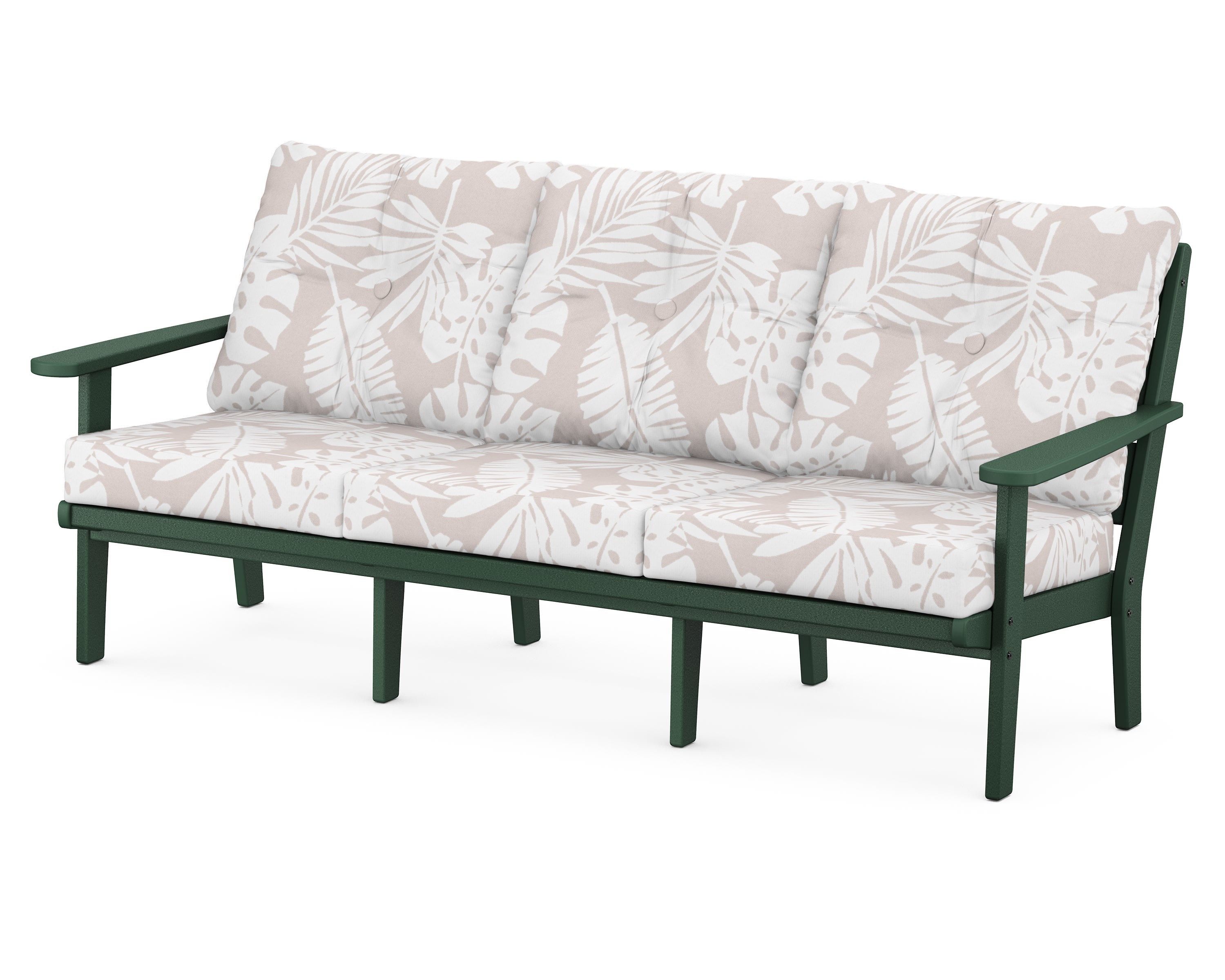 POLYWOOD® Lakeside Deep Seating Sofa in Green / Leaf Dune Burlap