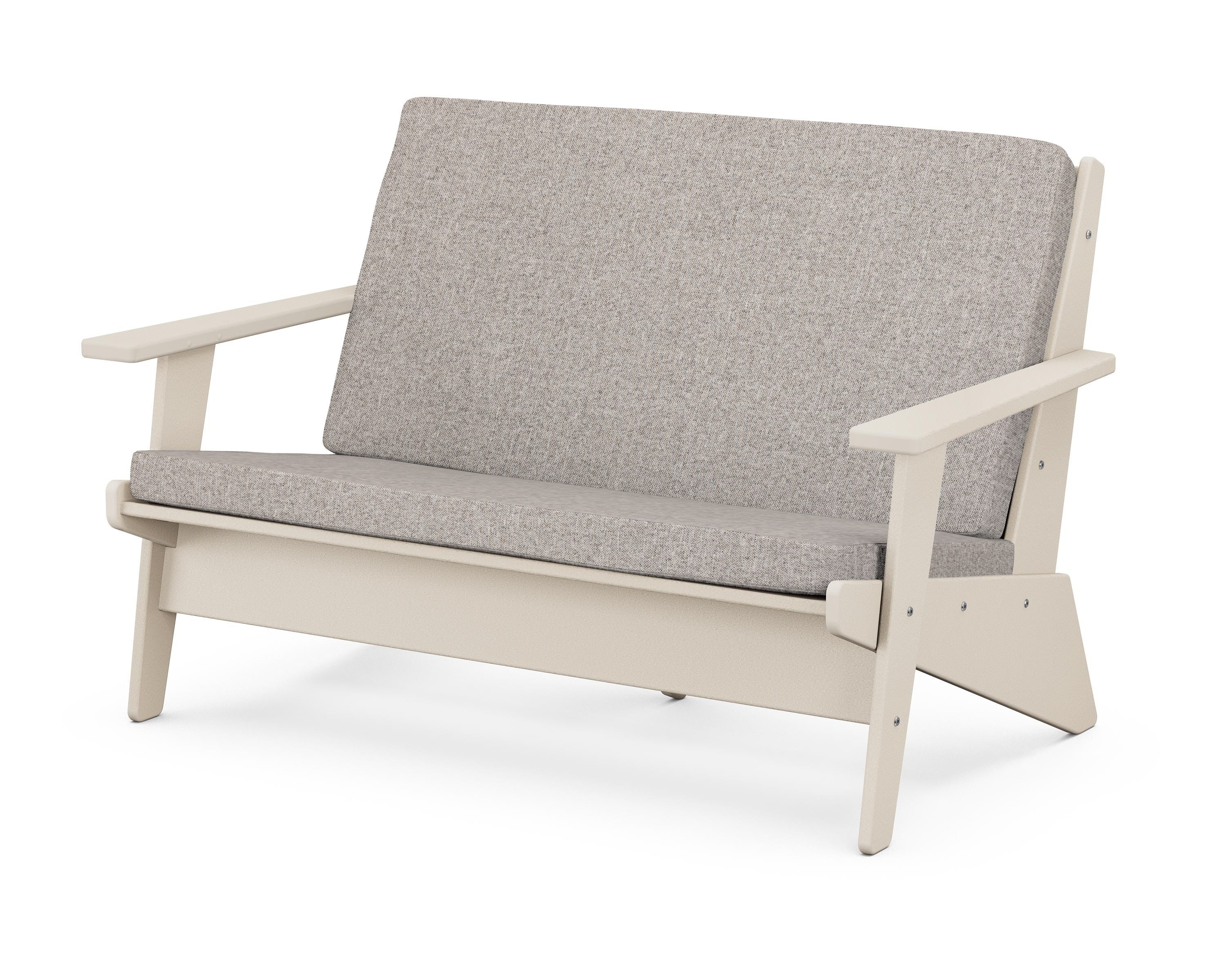 POLYWOOD® Riviera Modern Lounge Loveseat in Sand / Weathered Tweed