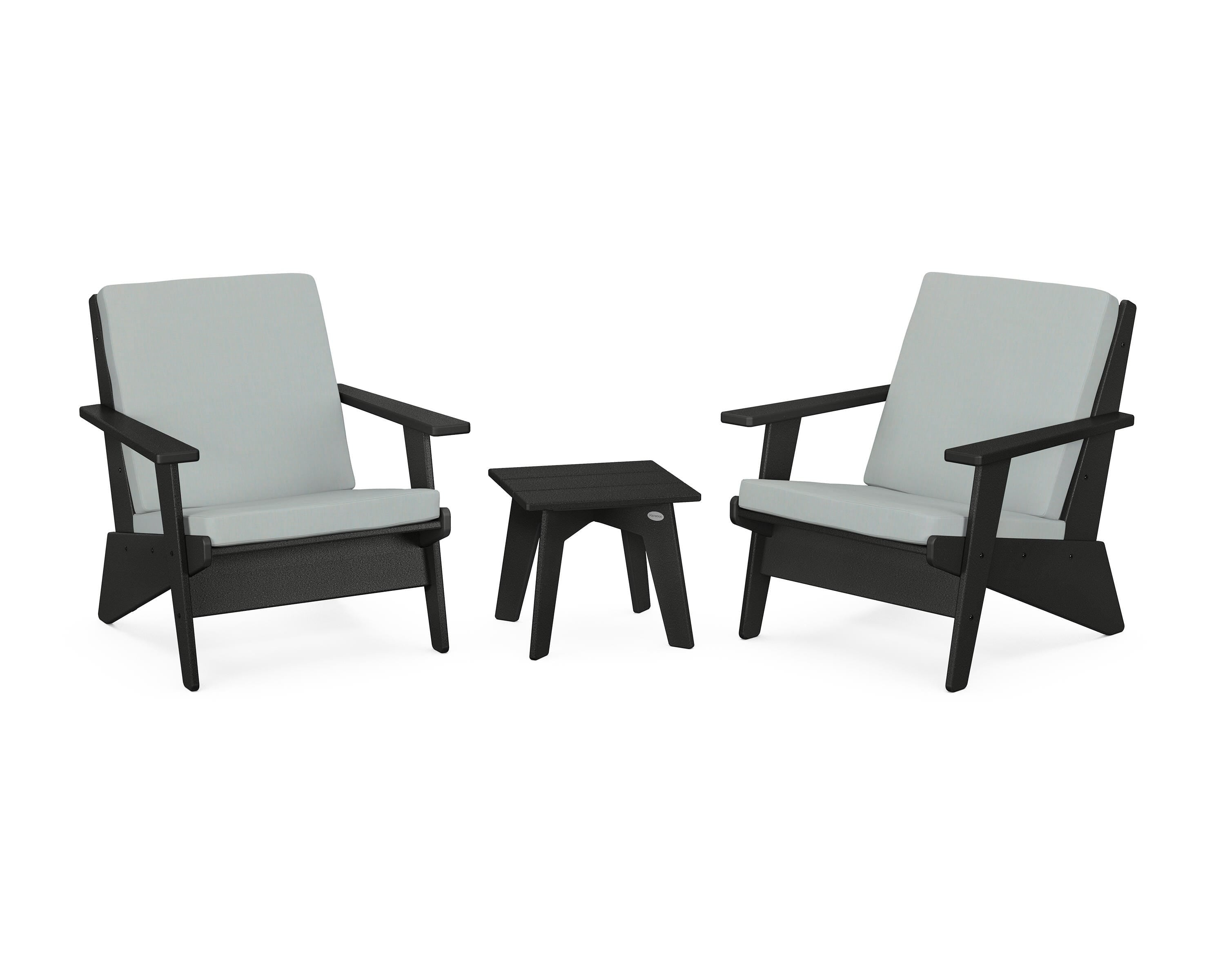 POLYWOOD® Riviera Modern Lounge 3-Piece Set in Black / Spa