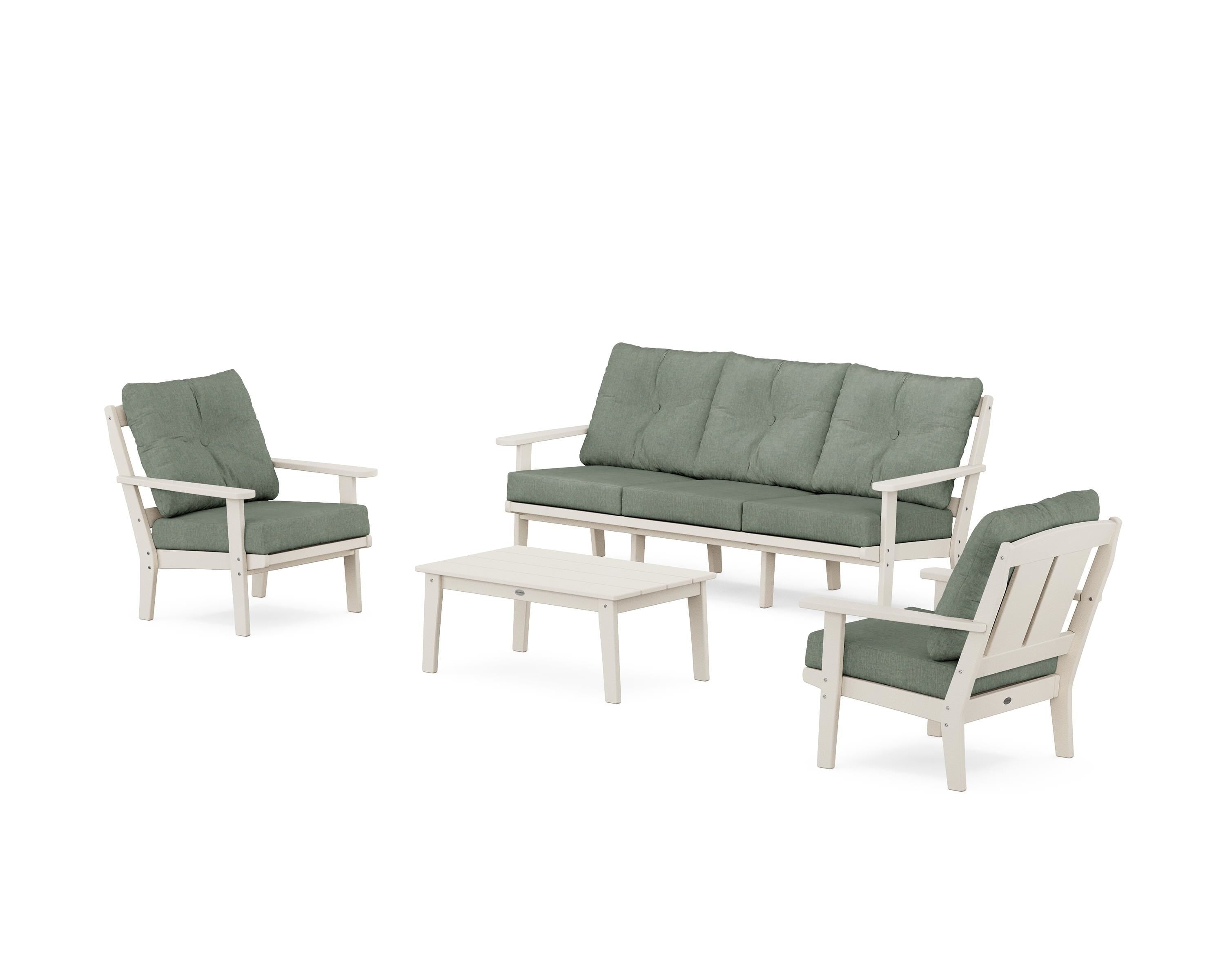 POLYWOOD® Mission 4-Piece Deep Seating Set with Sofa in Sand / Cast Sage