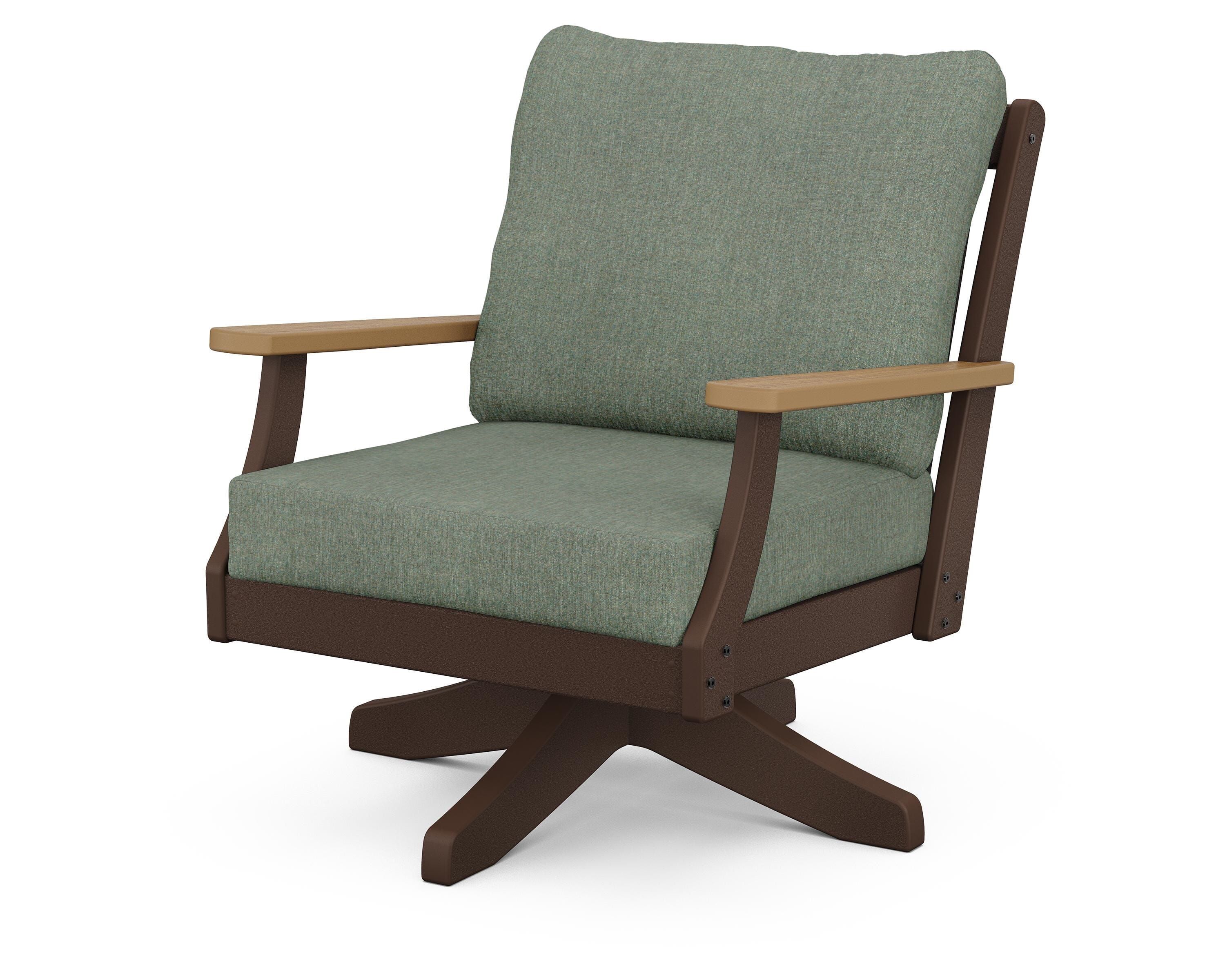POLYWOOD® Braxton Deep Seating Swivel Chair in Mahogany / Natural / Cast Sage