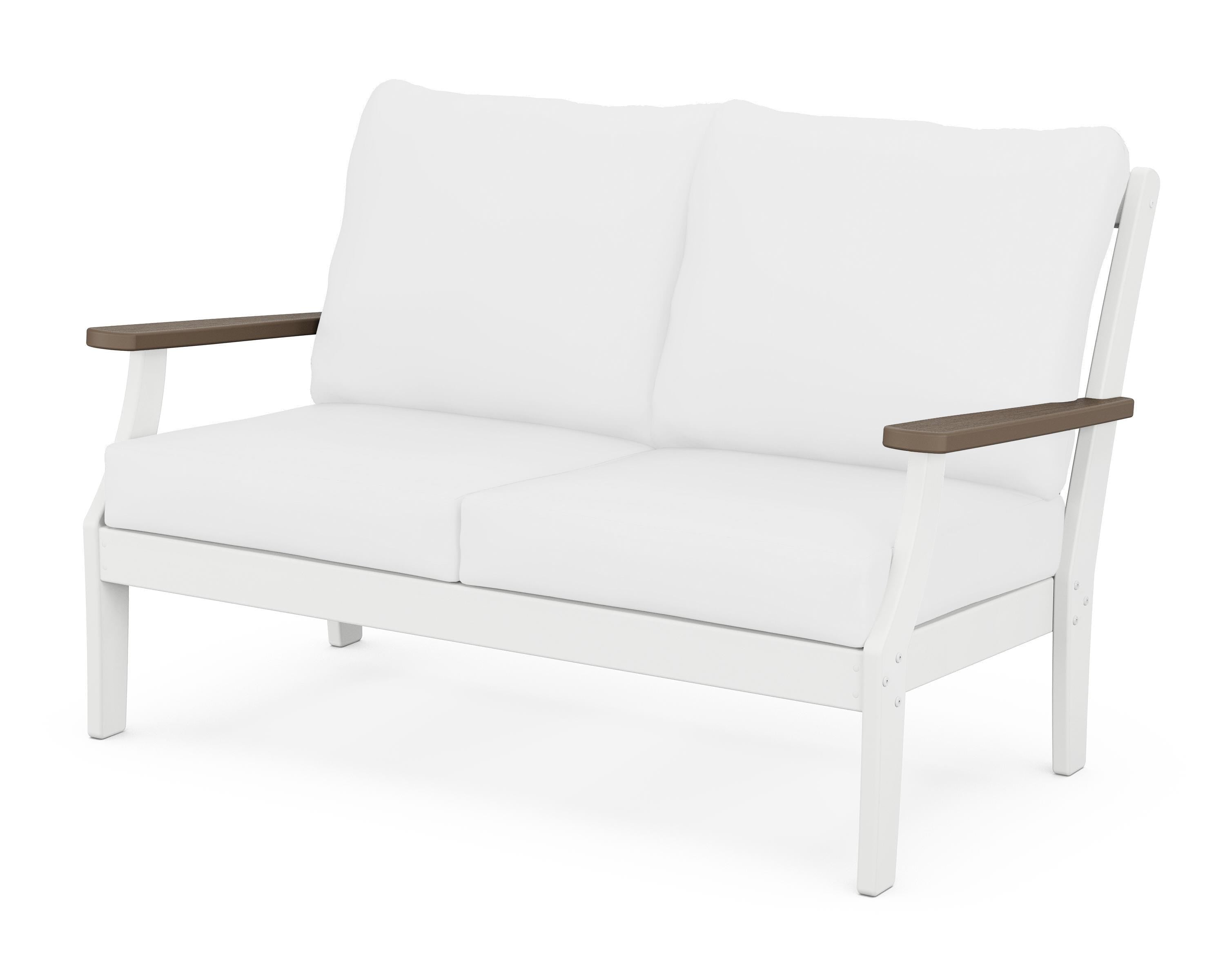 POLYWOOD® Braxton Deep Seating Loveseat in White / Kona / Natural