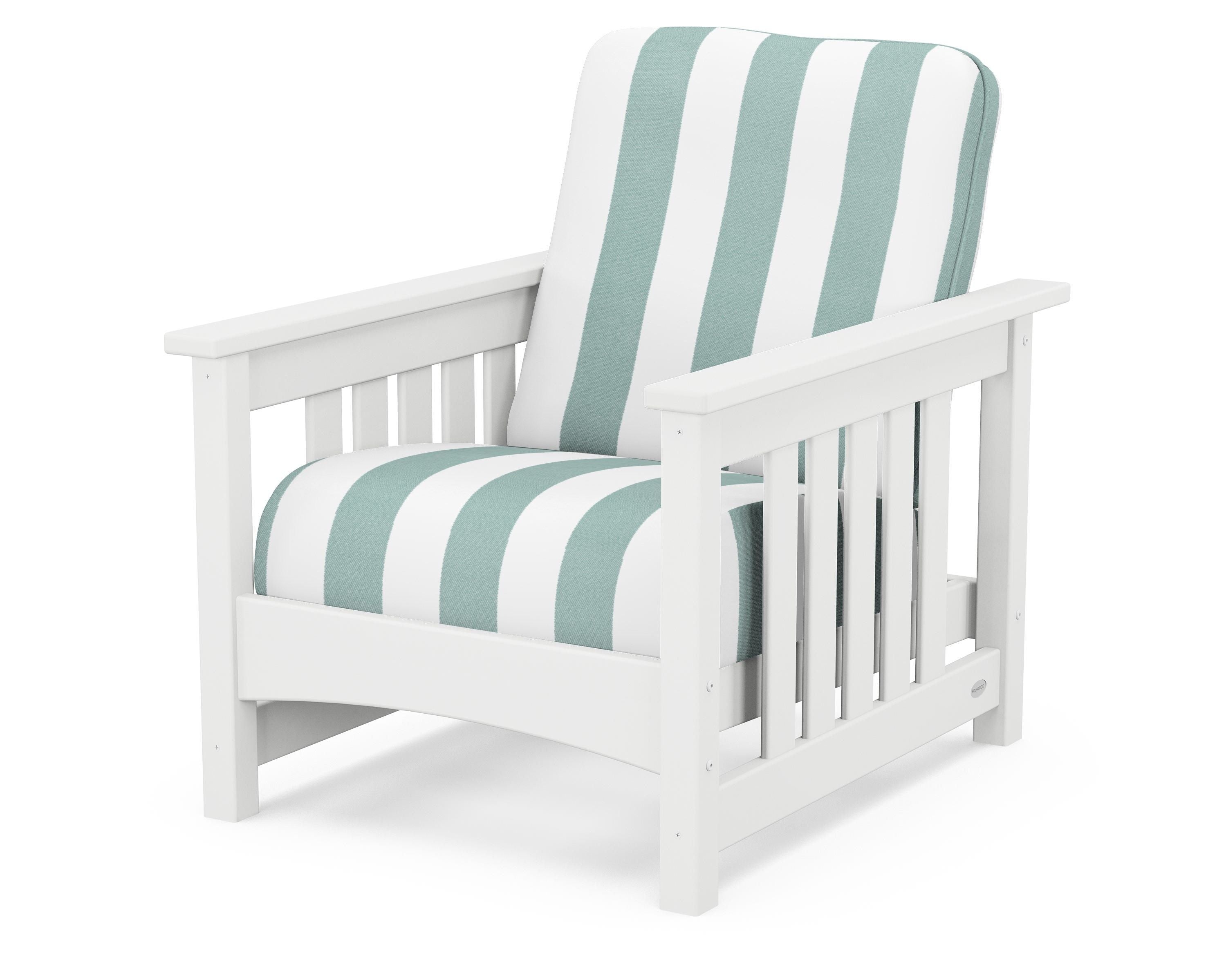 POLYWOOD® Club Mission Chair in White / Cabana Stripe Glacier Spa