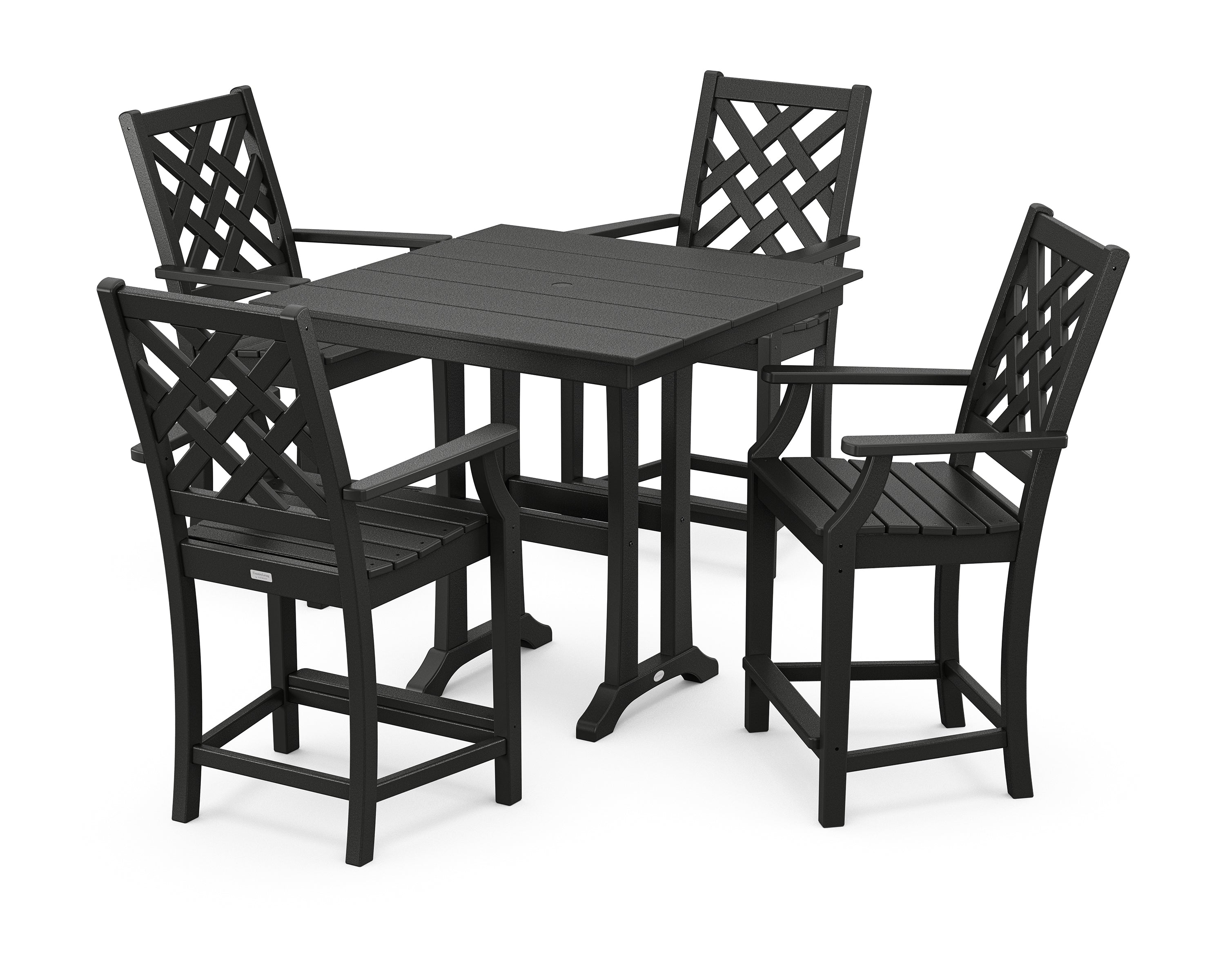 Country Living Wovendale 5-Piece Farmhouse Counter Set with Trestle Legs in Black