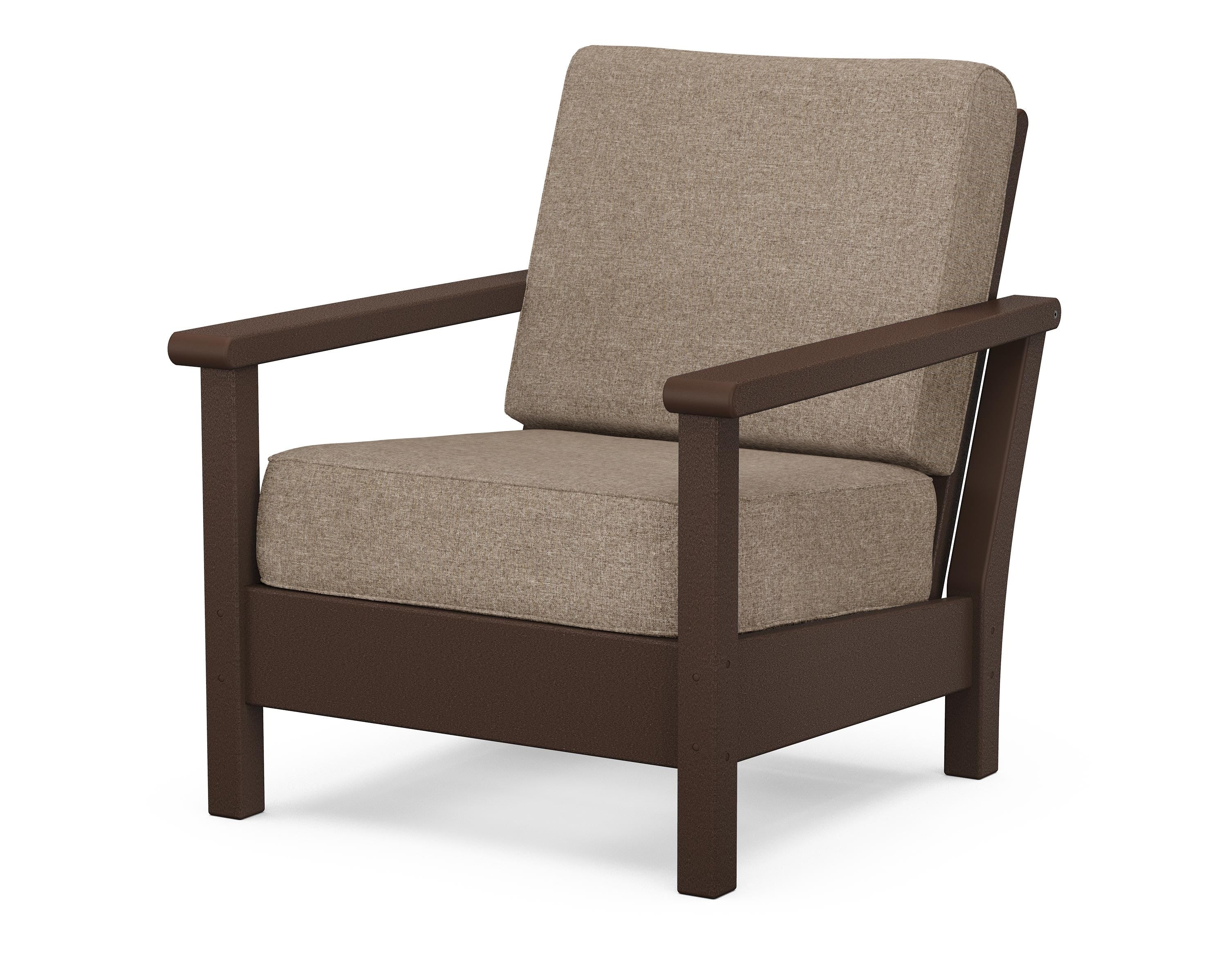 POLYWOOD® Harbour Deep Seating Chair in Mahogany / Spiced Burlap