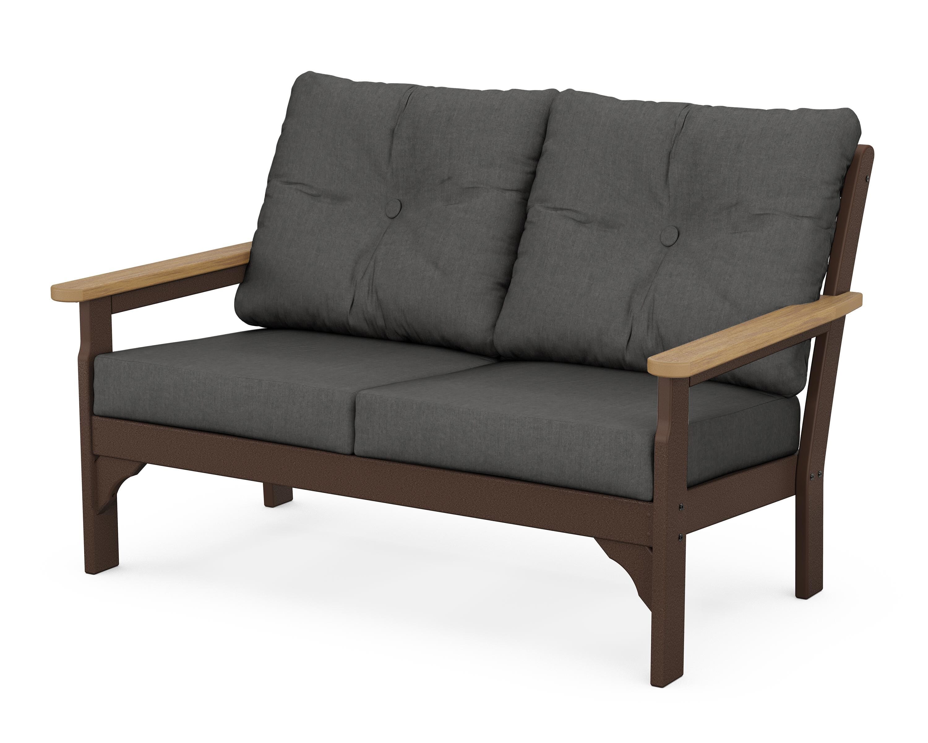 POLYWOOD® Vineyard Deep Seating Loveseat in Mahogany / Natural / Spectrum Carbon