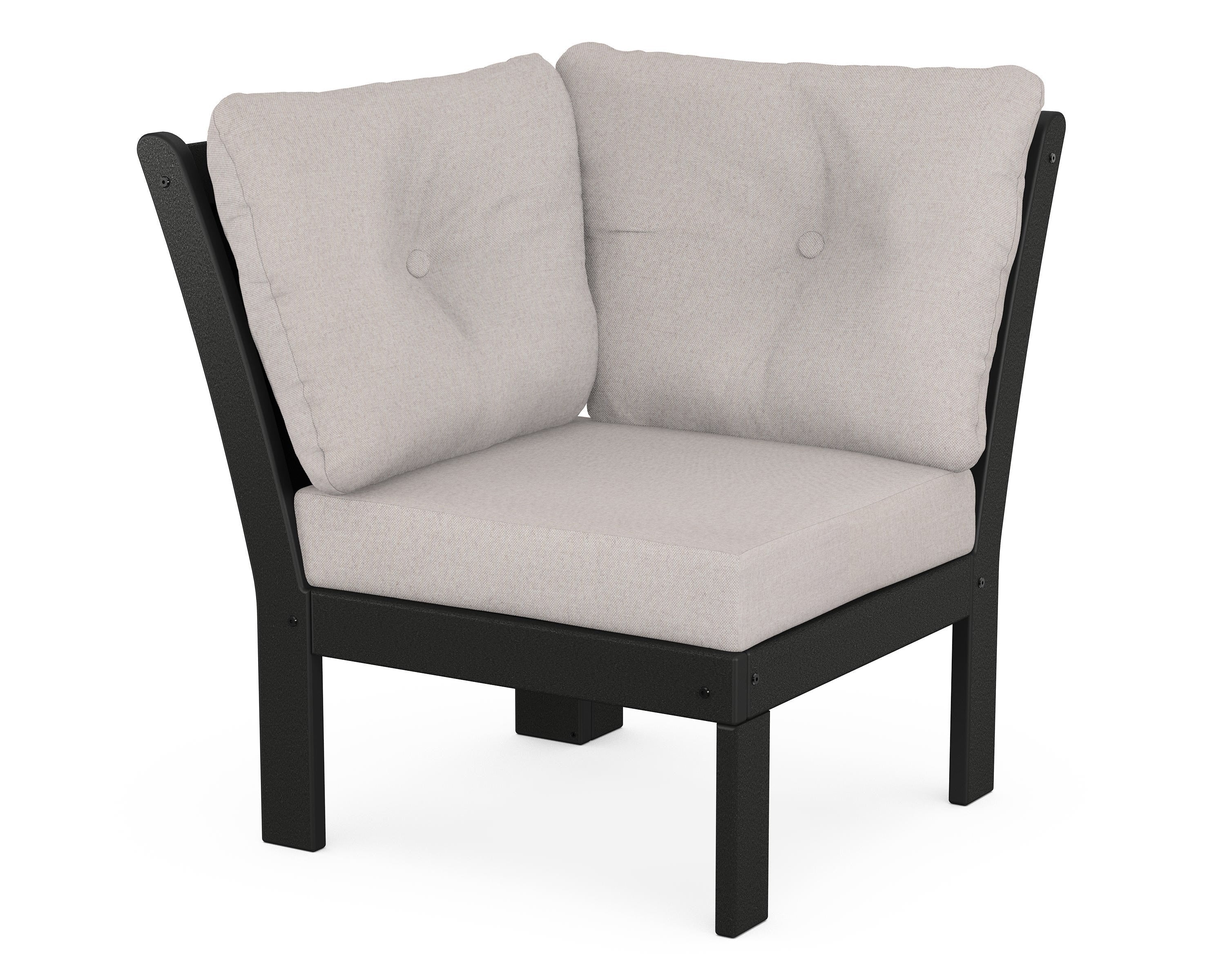 POLYWOOD® Vineyard Modular Corner Chair in Black / Dune Burlap
