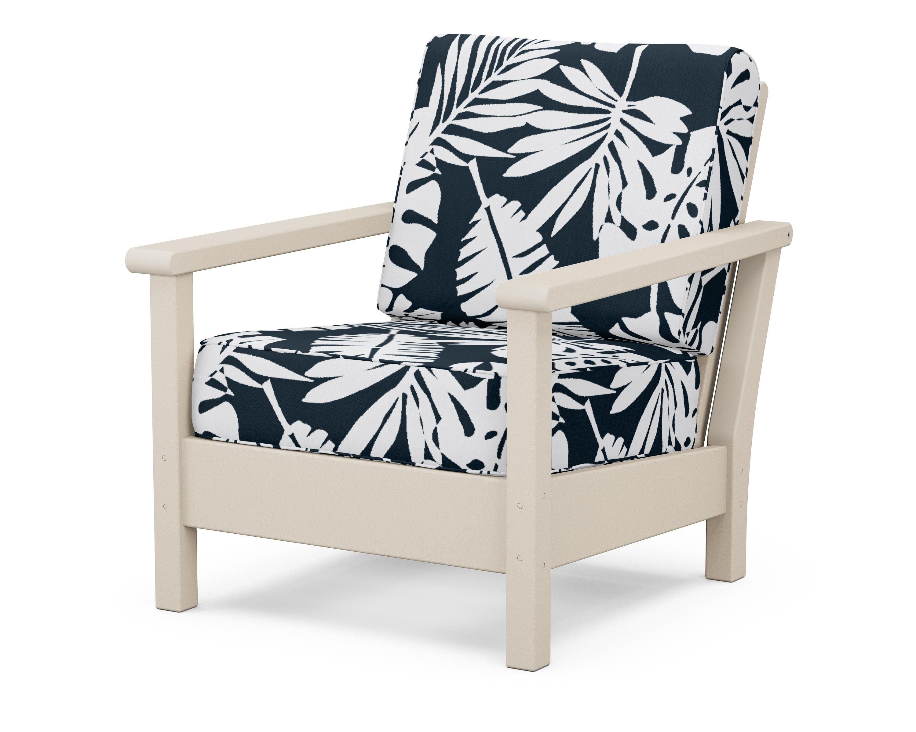 POLYWOOD® Harbour Deep Seating Chair in Sand / Leaf Marine Indigo