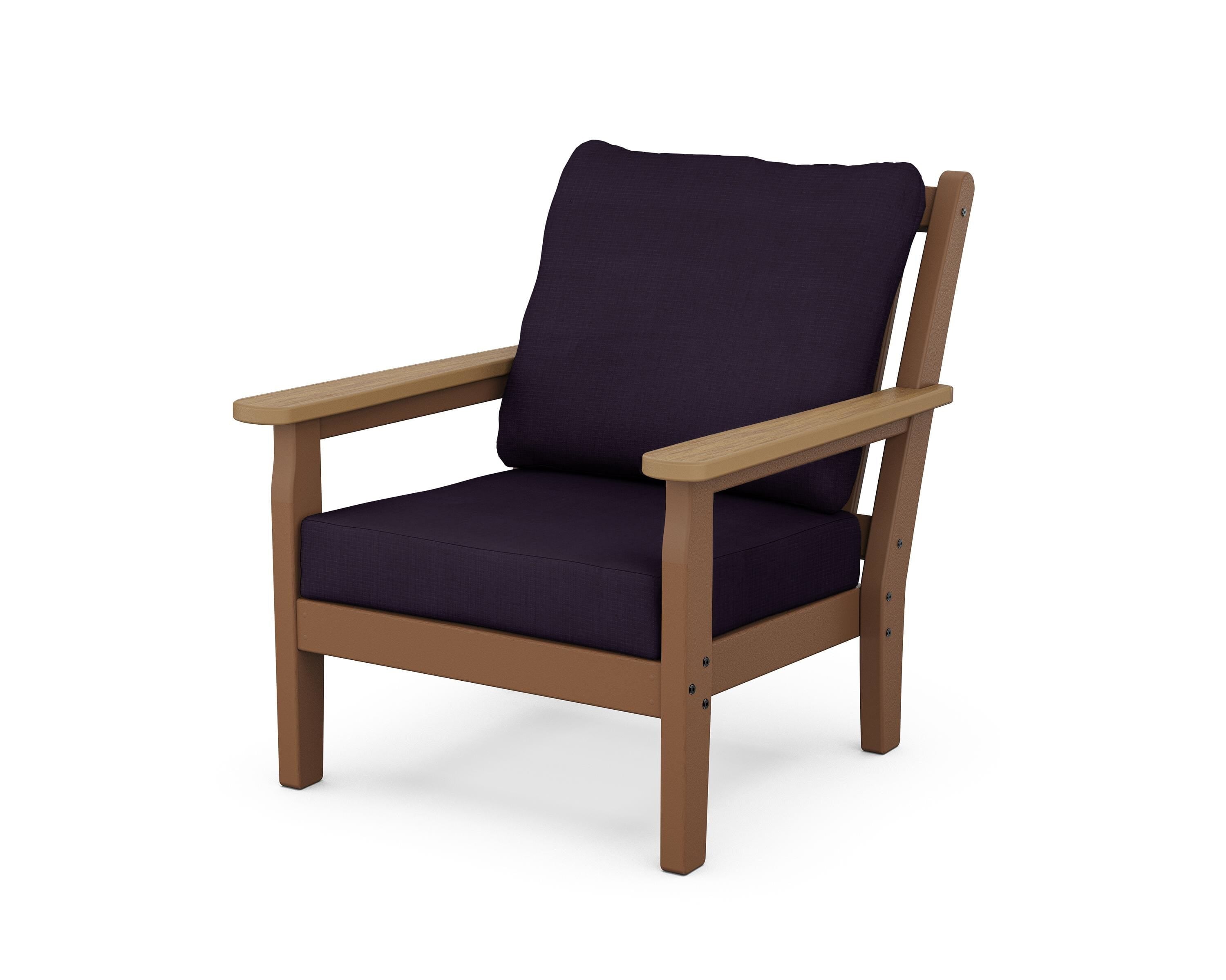 POLYWOOD® Chippendale Deep Seating Chair in Teak / Natural / Navy Linen