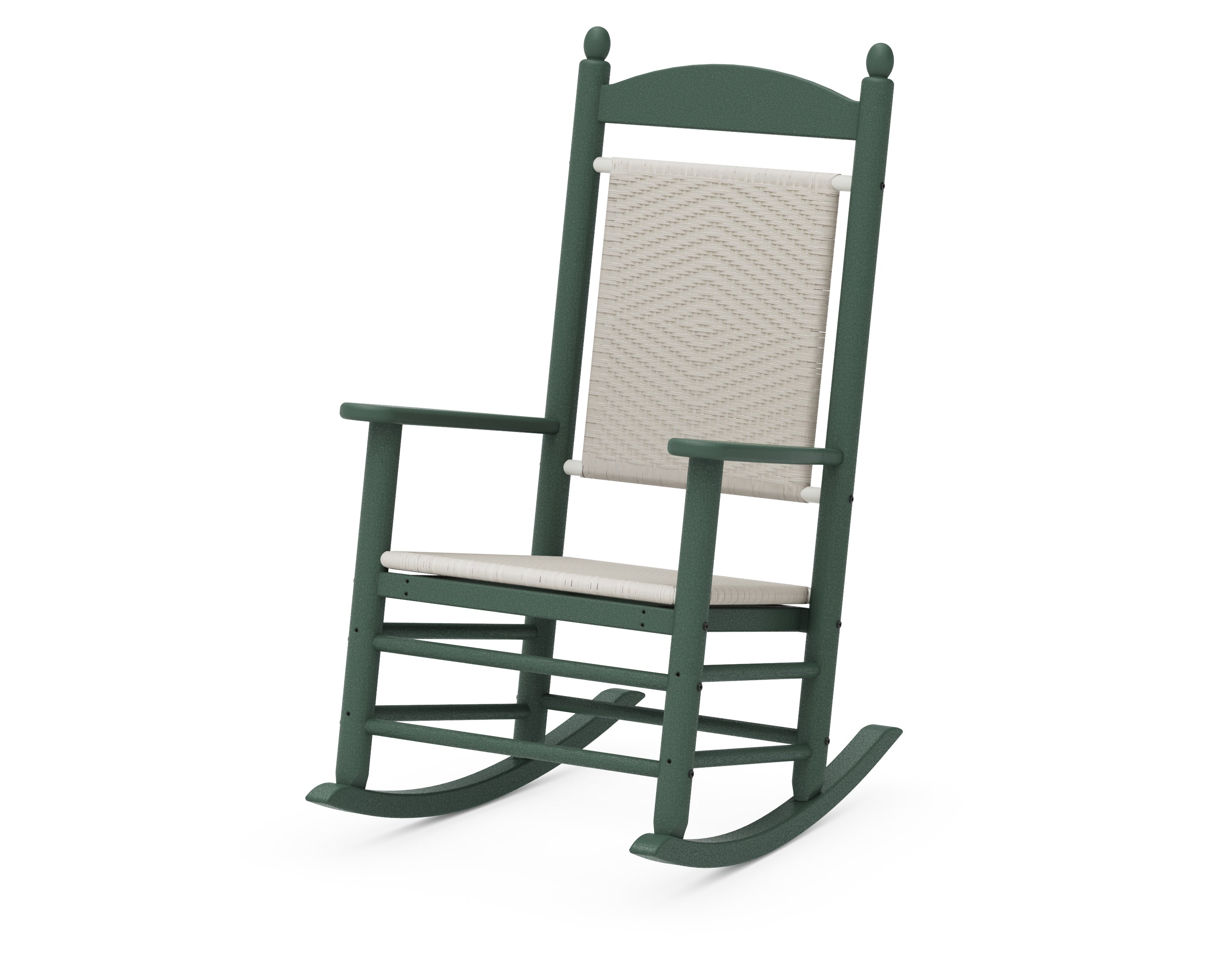 POLYWOOD® Jefferson Woven Rocking Chair in Green / White Loom