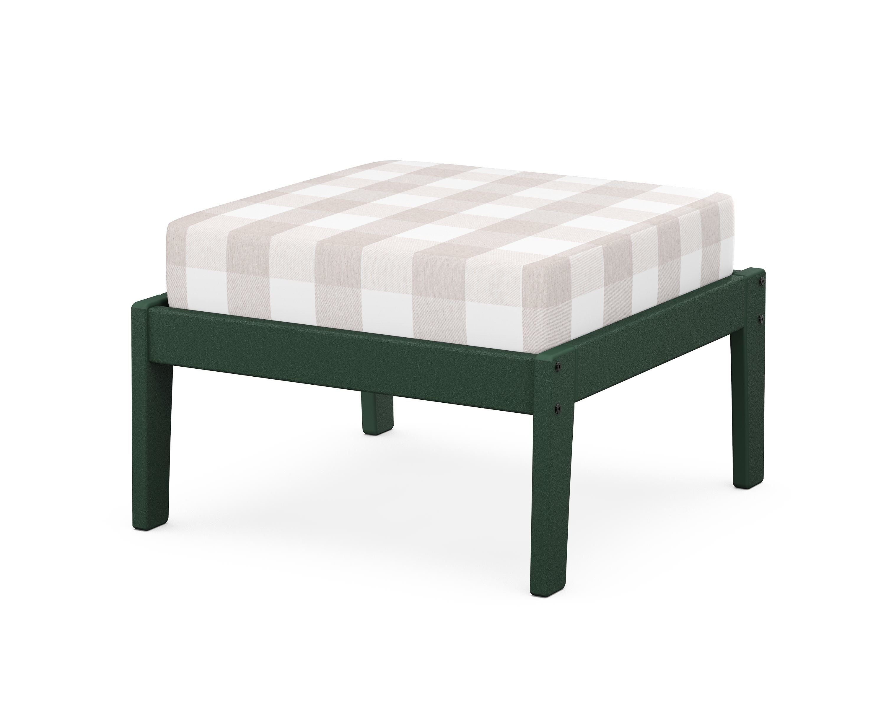 Unbranded Deep Seating Ottoman in Green / Buffalo Plaid Dune Burlap