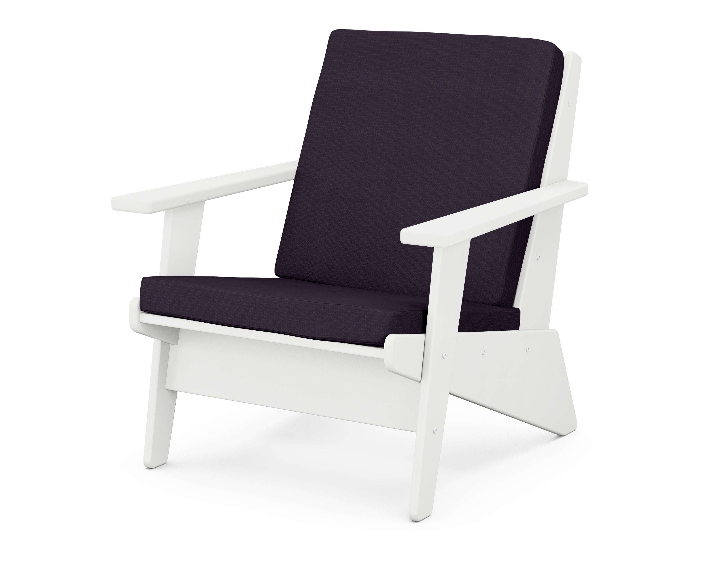 POLYWOOD® Riviera Modern Lounge Chair in White / Navy Linen