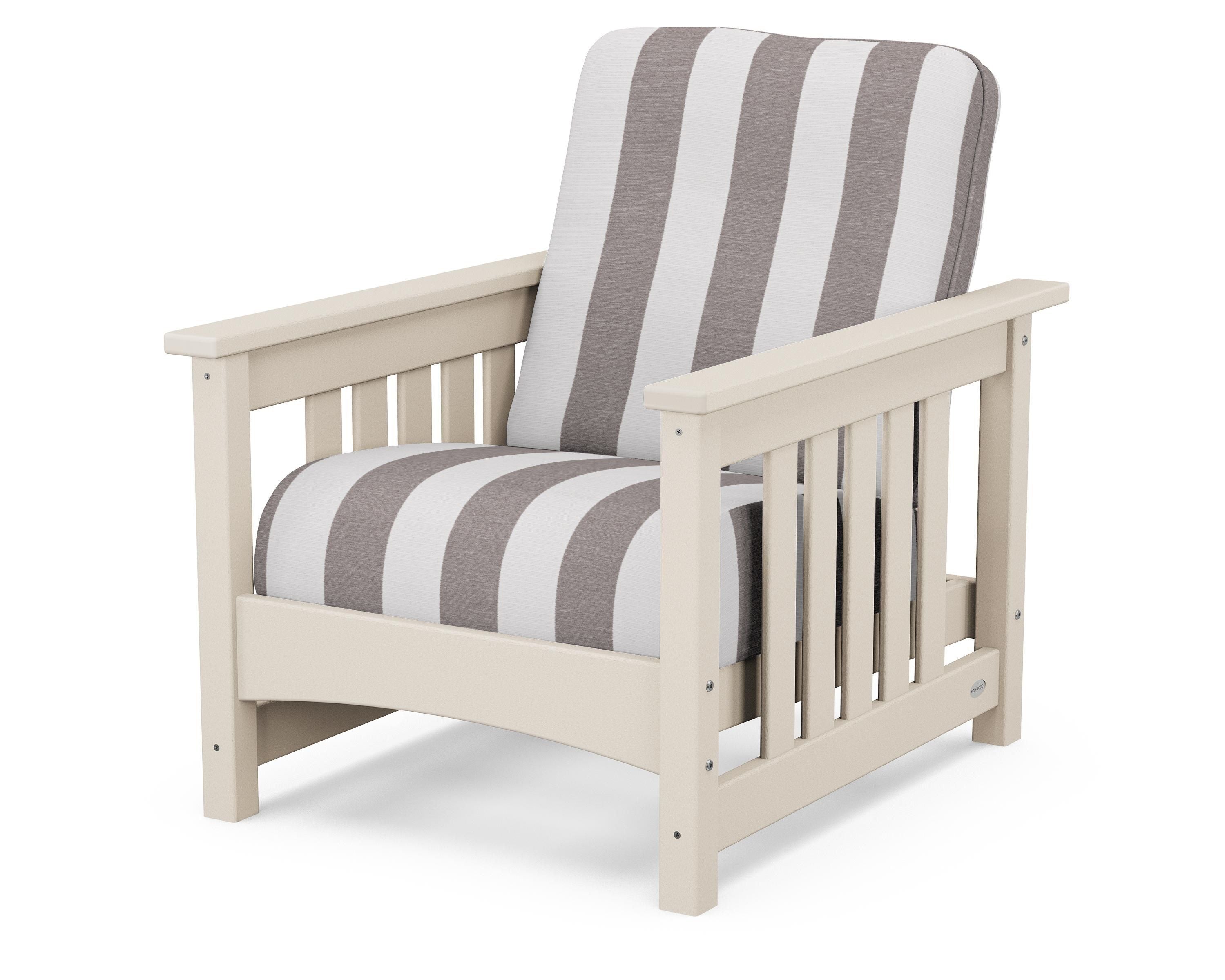 POLYWOOD® Club Mission Chair in Sand / Cabana Stripe Grey Mist