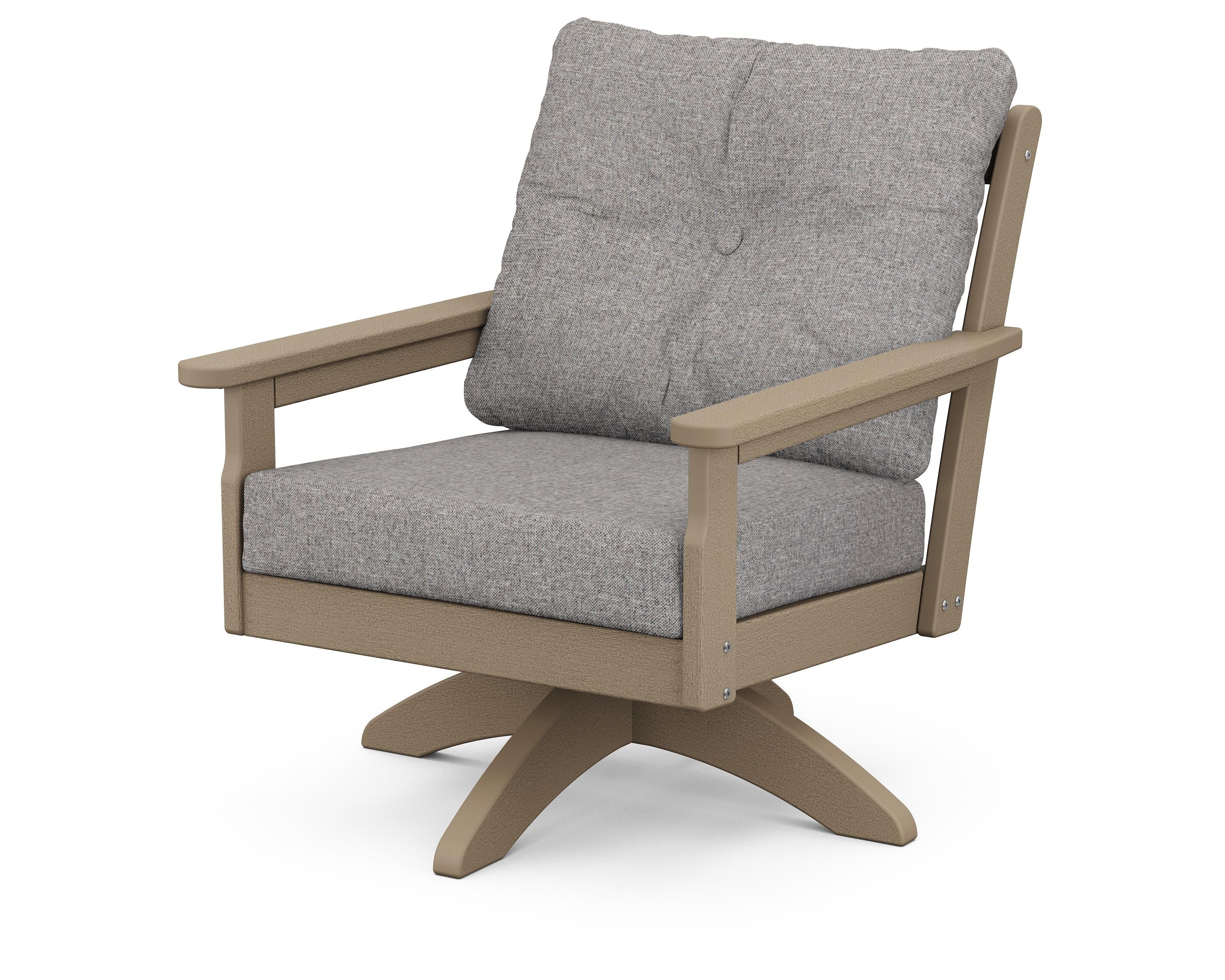 POLYWOOD® Vineyard Deep Seating Swivel Chair in Vintage Sahara / Grey Mist