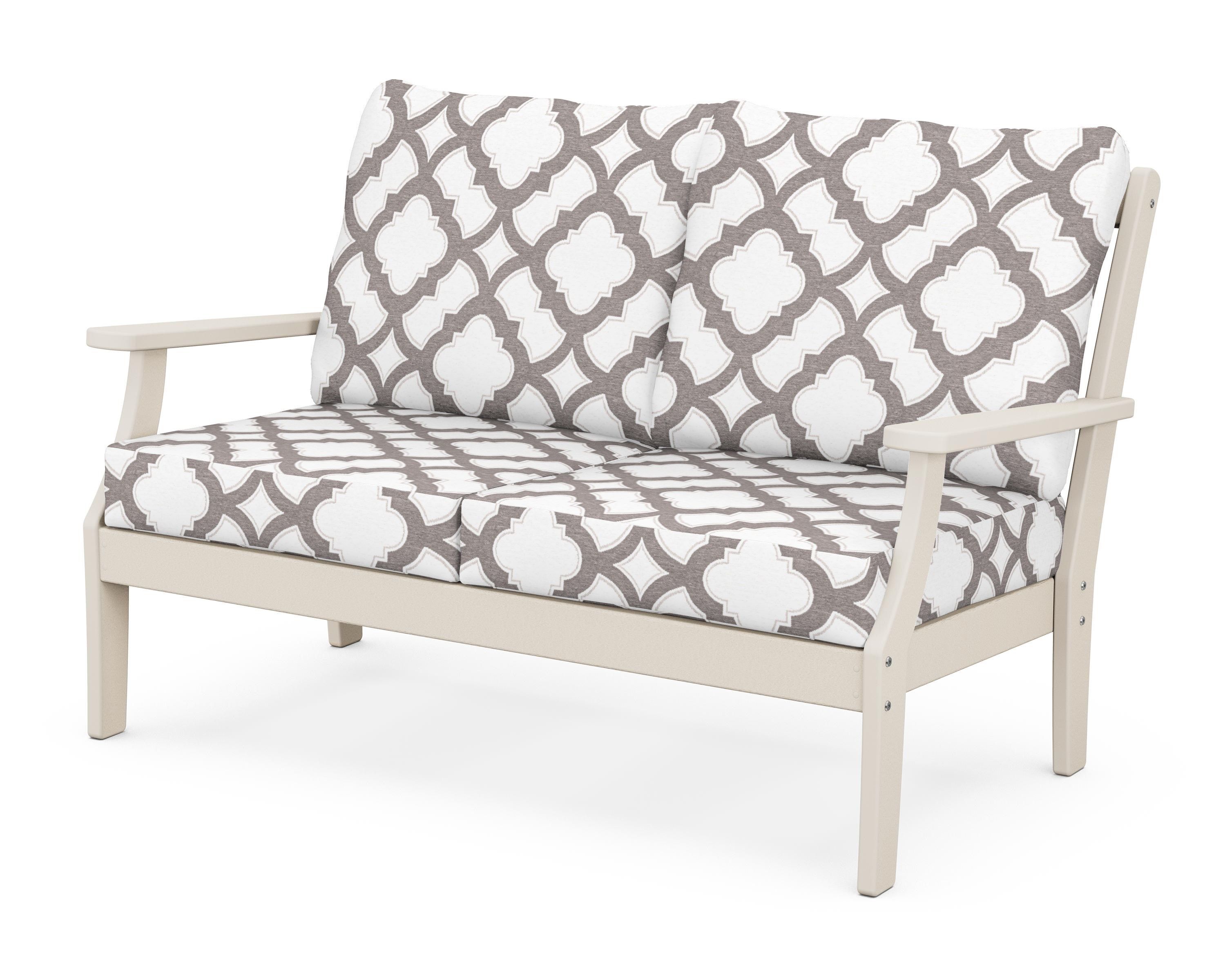 POLYWOOD® Braxton Deep Seating Loveseat in Sand / Trellis Grey Mist