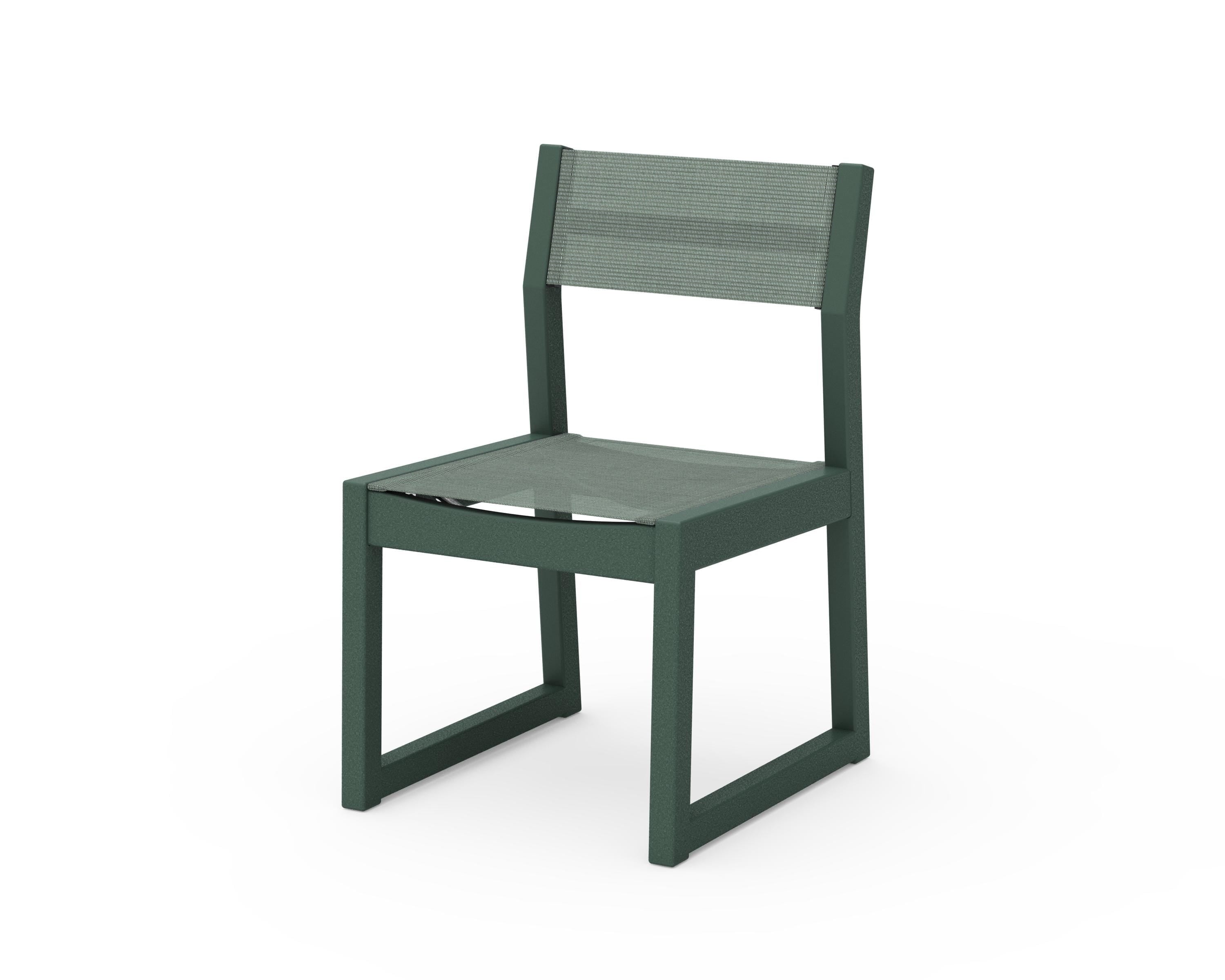 POLYWOOD® Edge Sling Dining Side Chair - 2 Chairs in Green / Dupioni Sea Mist Sling
