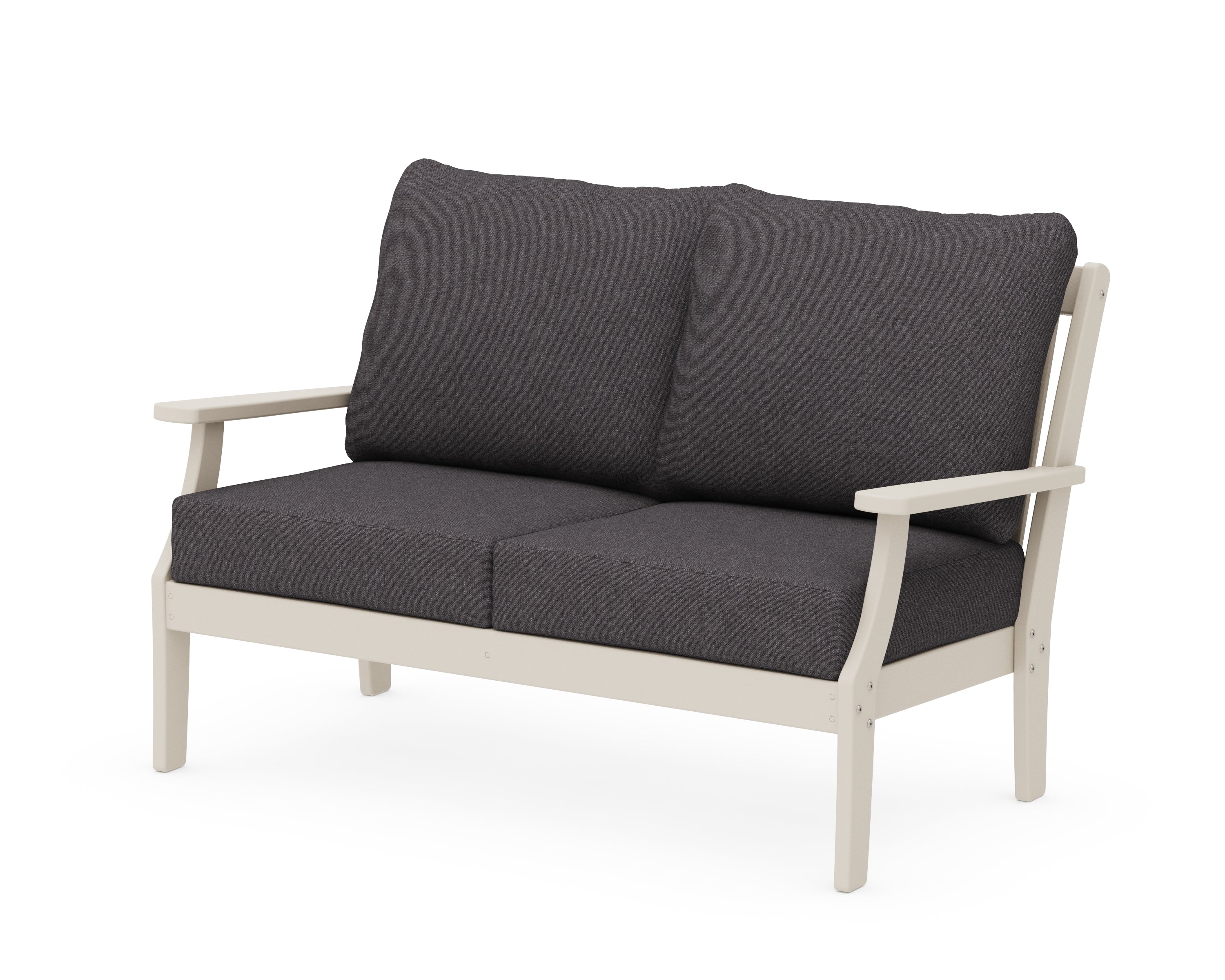 POLYWOOD® Braxton Deep Seating Loveseat in Sand / Ash Charcoal
