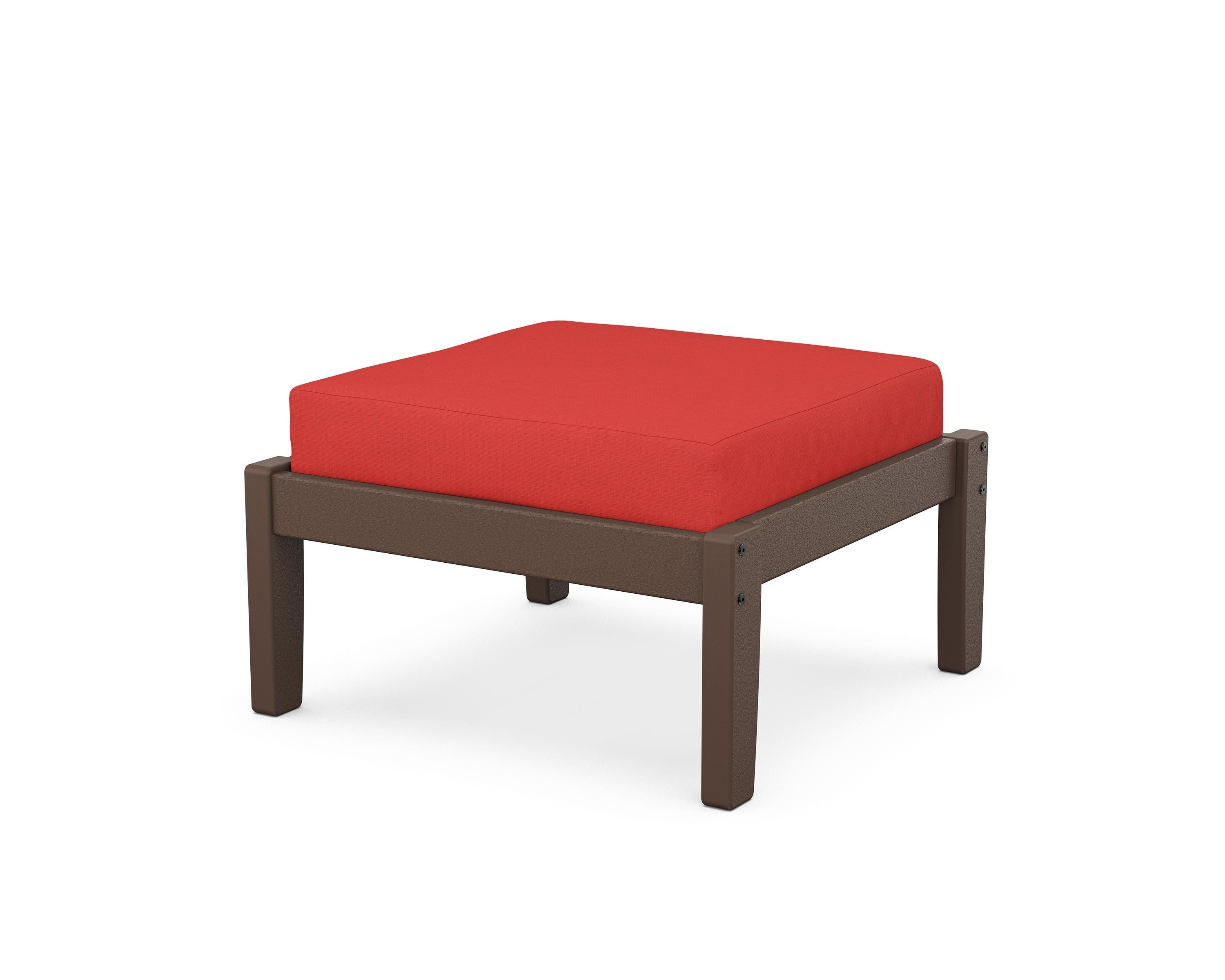 Unbranded Deep Seating Ottoman in Mahogany / Crimson Linen