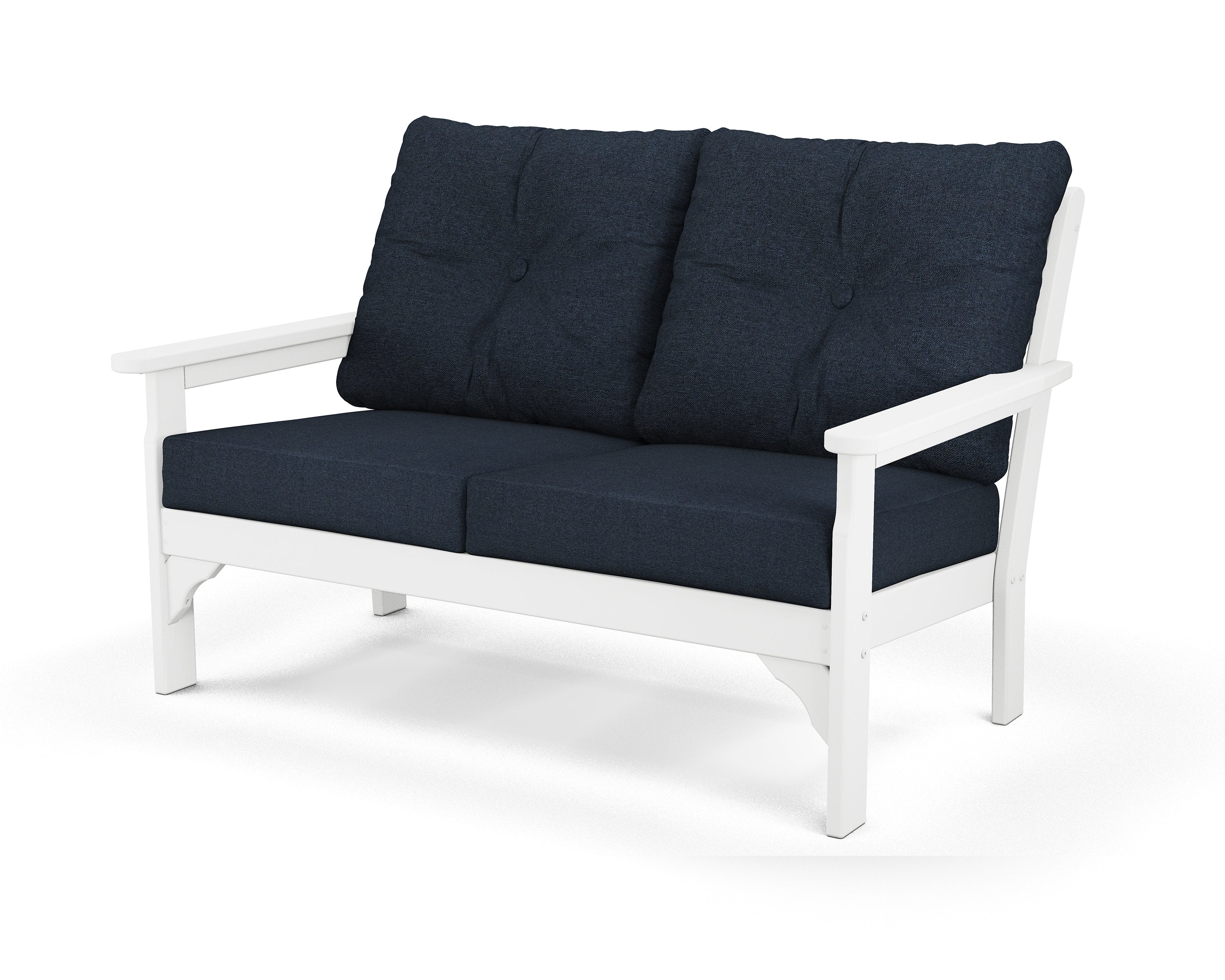 POLYWOOD® Vineyard Deep Seating Loveseat in White / Marine Indigo