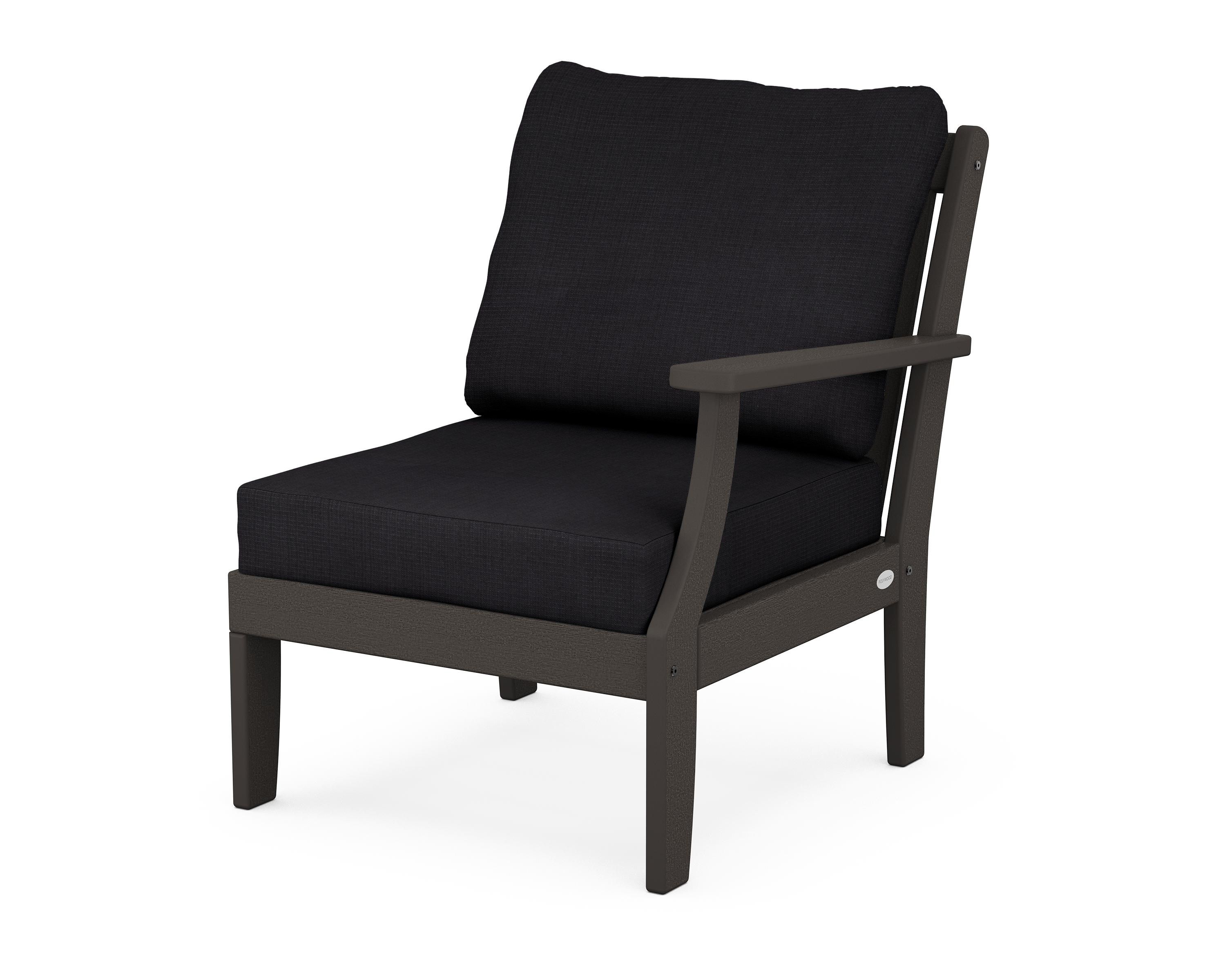POLYWOOD® Braxton Modular Right Arm Chair in Vintage Coffee / Midnight Linen