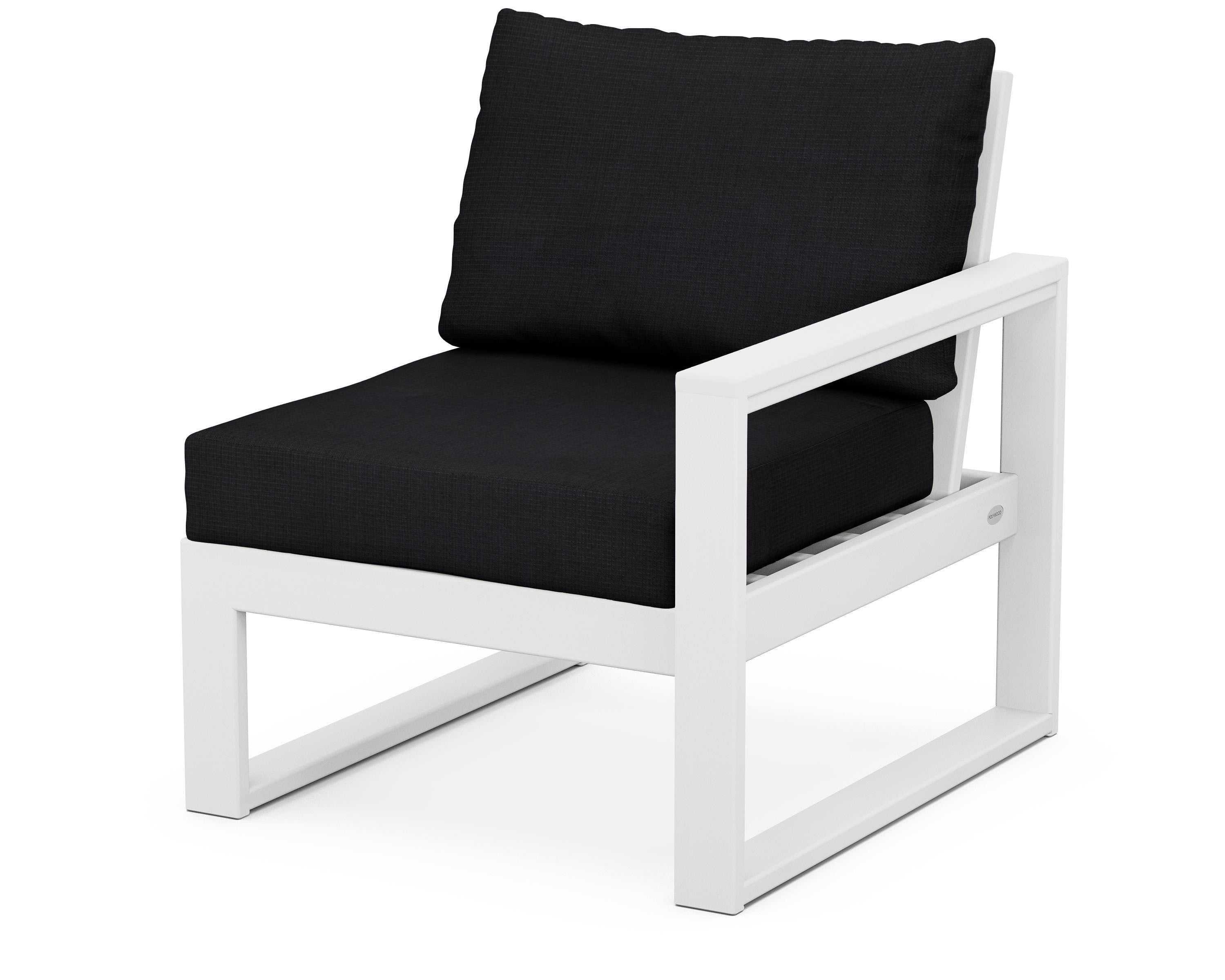 POLYWOOD® EDGE Modular Right Arm Chair in White / Midnight Linen