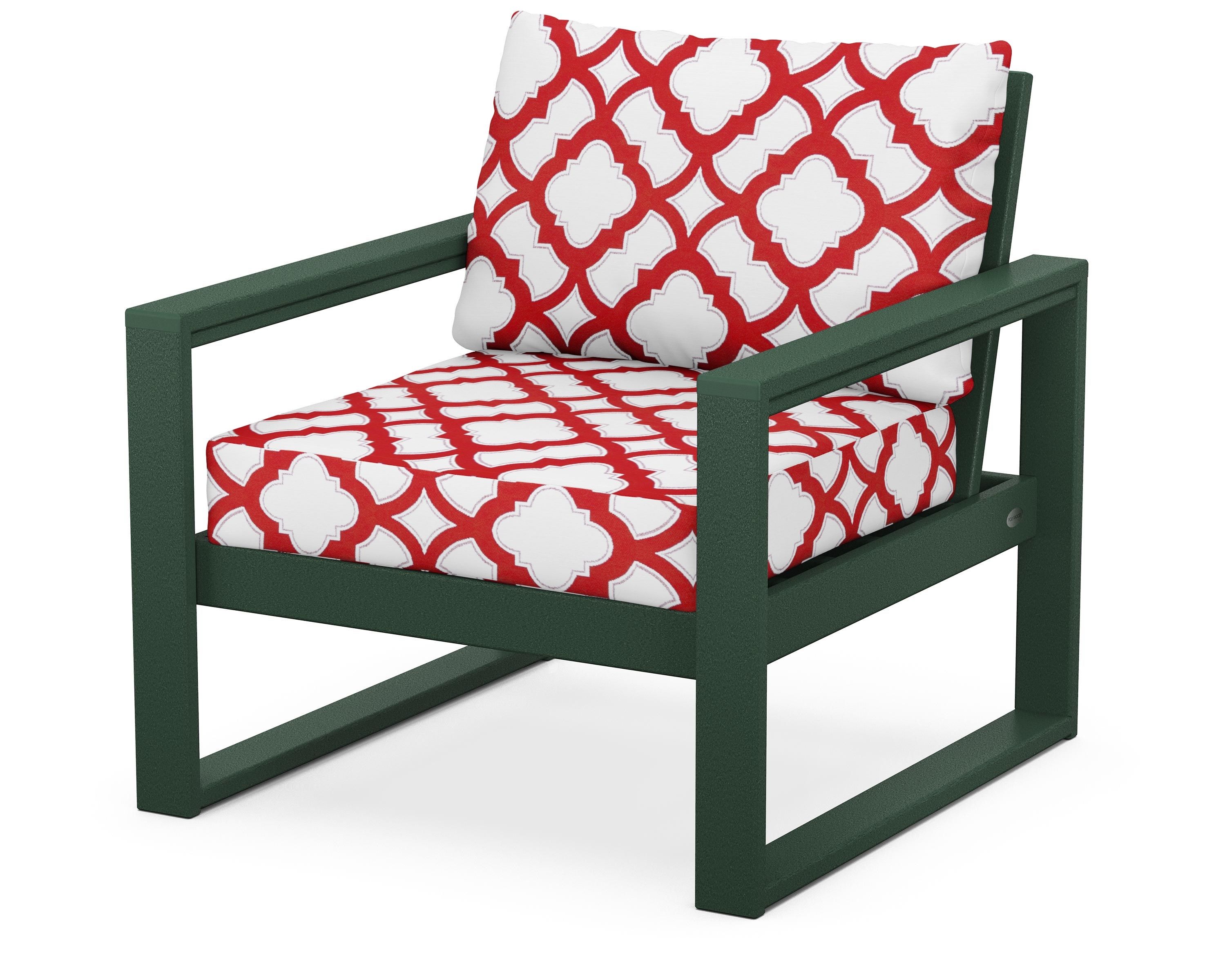 POLYWOOD® EDGE Club Chair in Green / Trellis Crimson