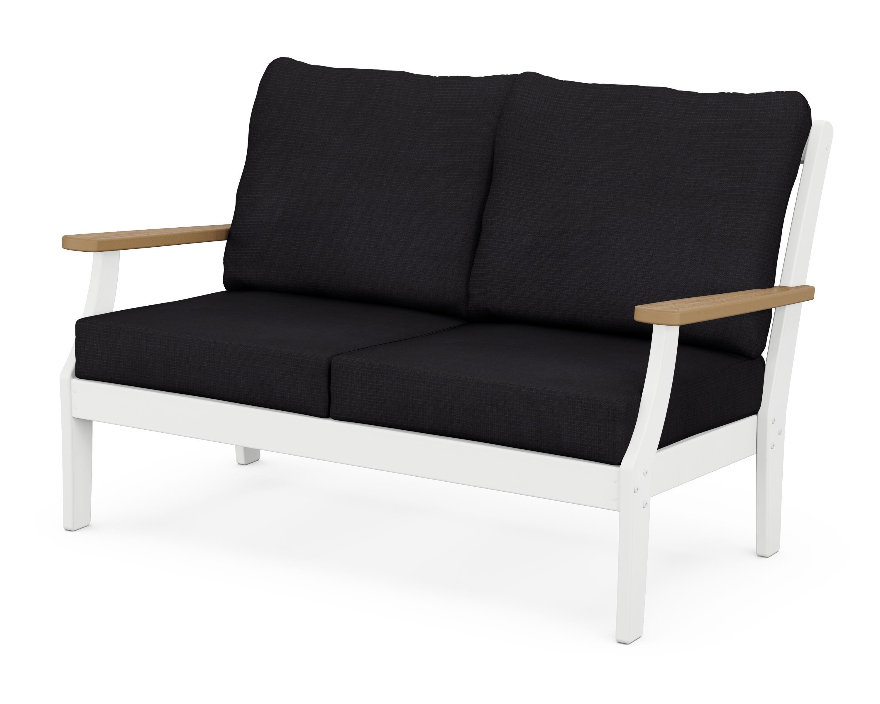 POLYWOOD® Braxton Deep Seating Loveseat in White / Natural / Midnight Linen