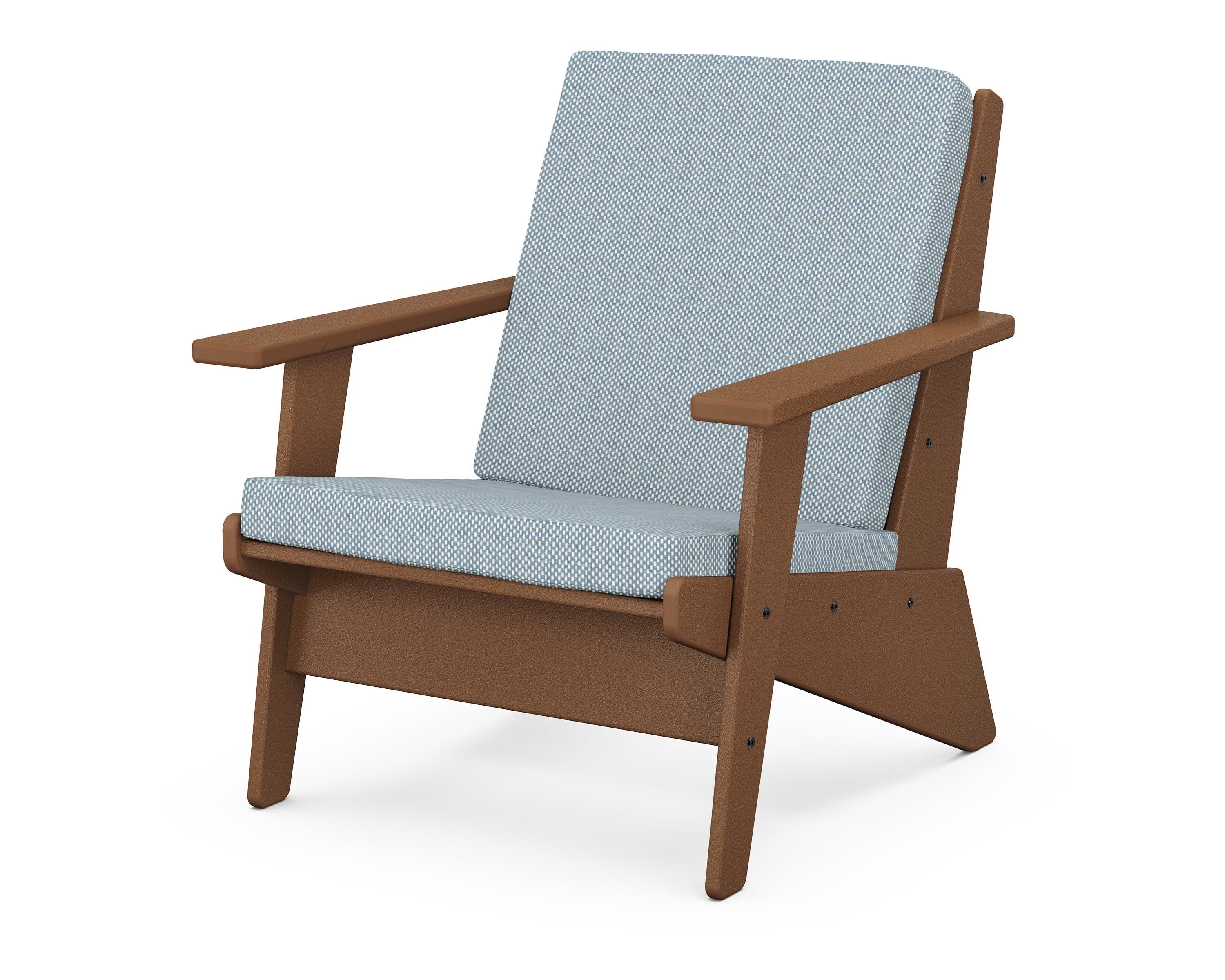 POLYWOOD® Riviera Modern Lounge Chair in Teak / Exhale Sky