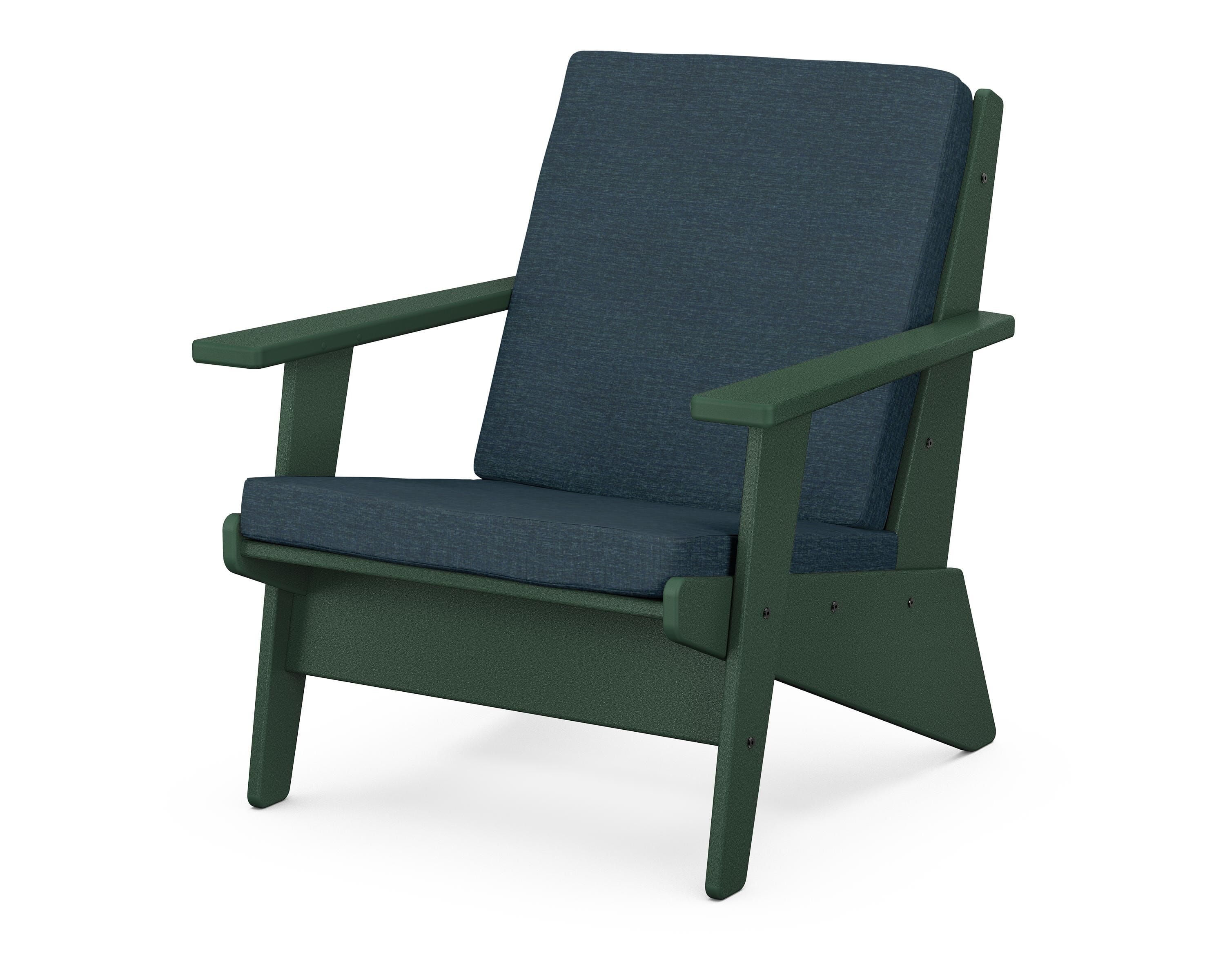 POLYWOOD® Riviera Modern Lounge Chair in Green / Platform Indigo