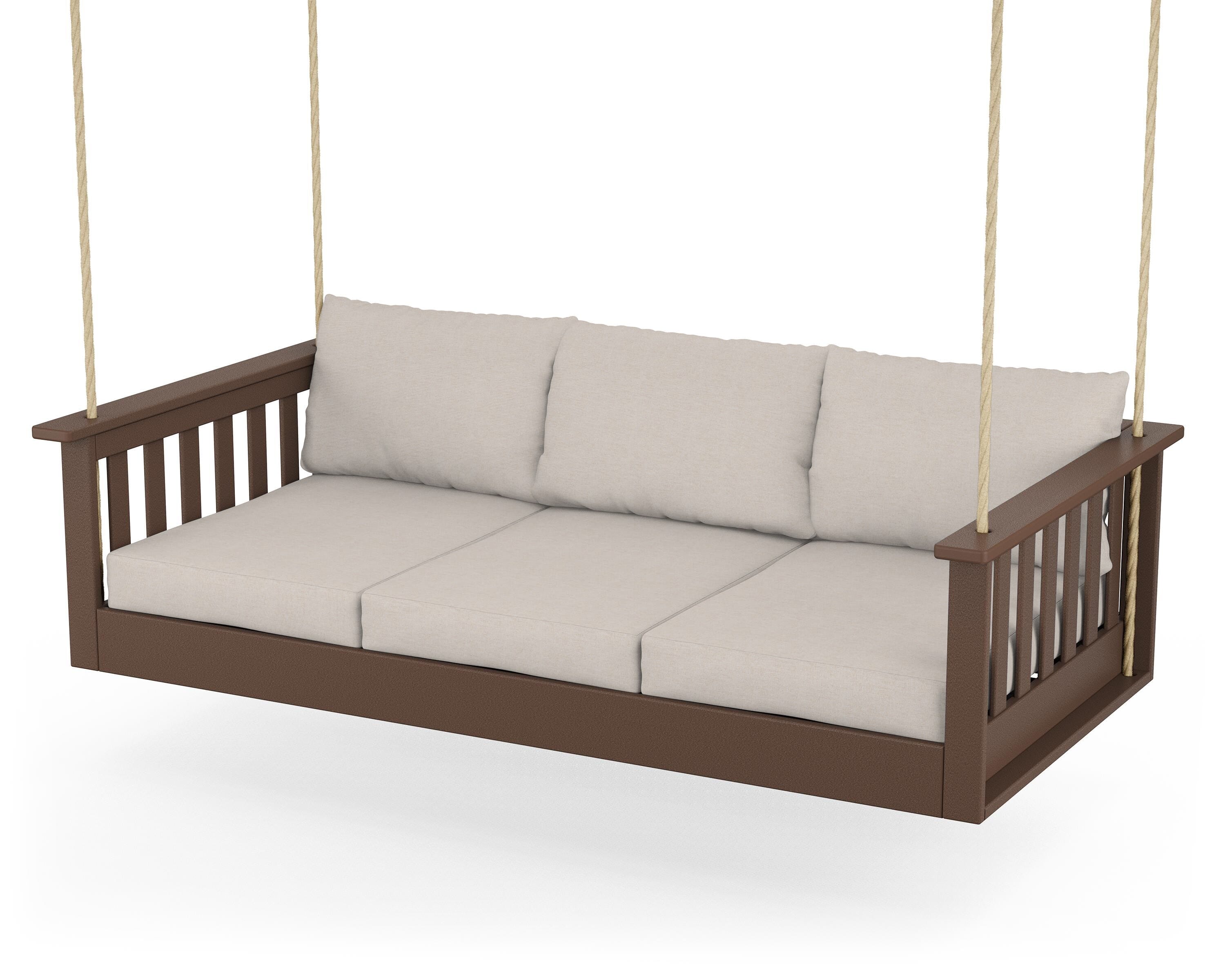 POLYWOOD® Vineyard Daybed Swing in Mahogany / Nuance Cloud