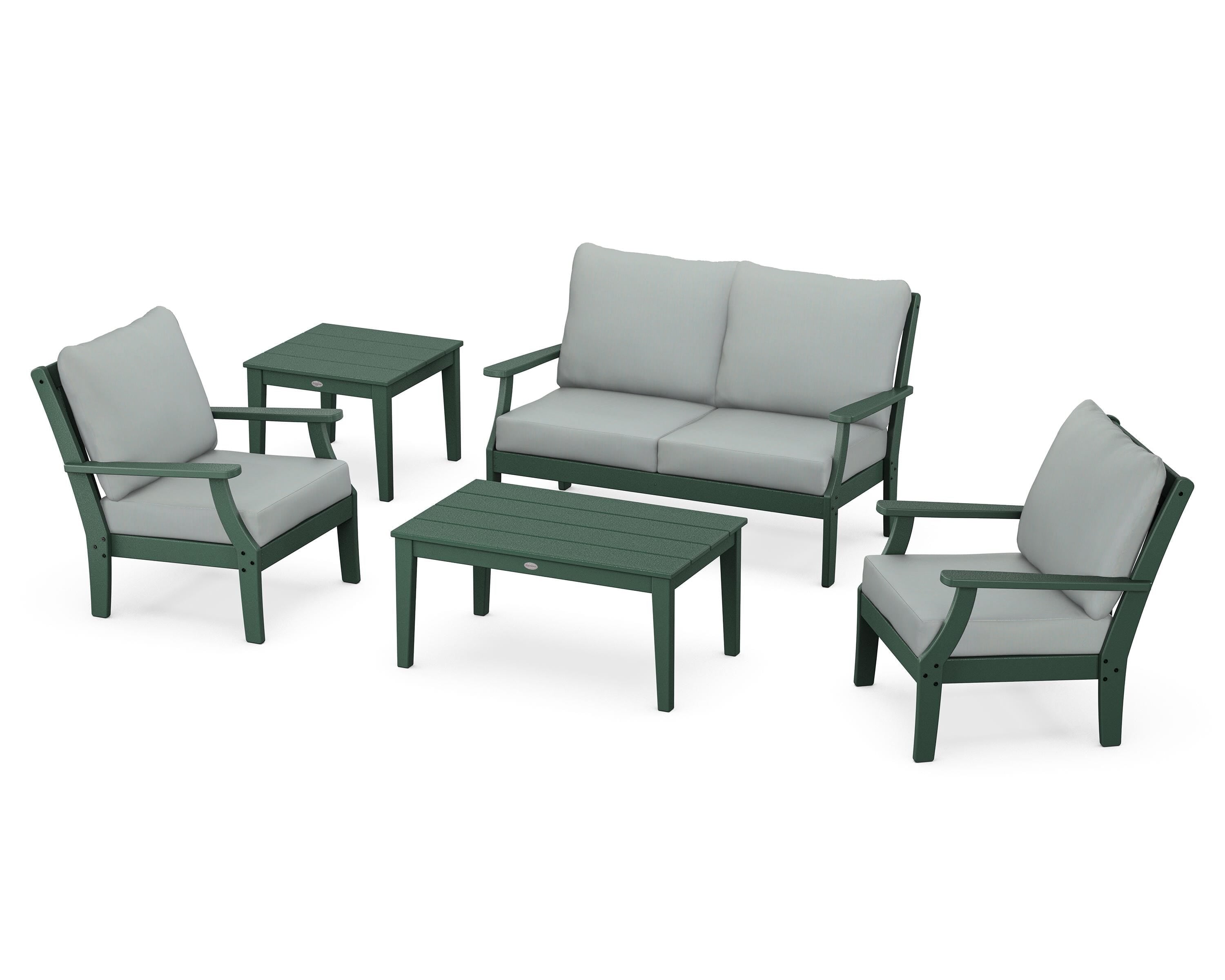 POLYWOOD® Braxton 5-Piece Deep Seating Set in Green / Spa