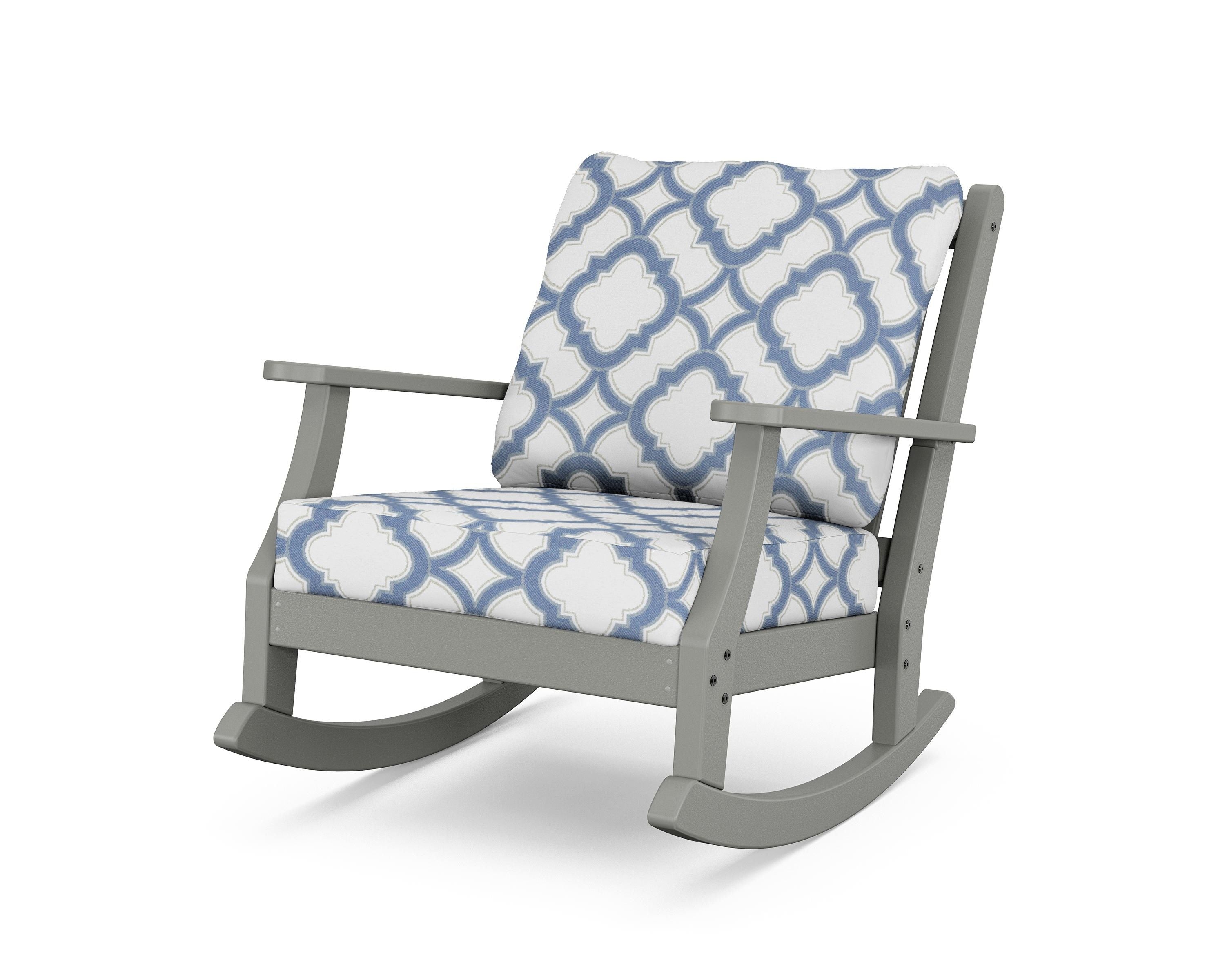 Country Living Wovendale Deep Seating Rocking Chair in Slate Grey / Trellis Sky Blue