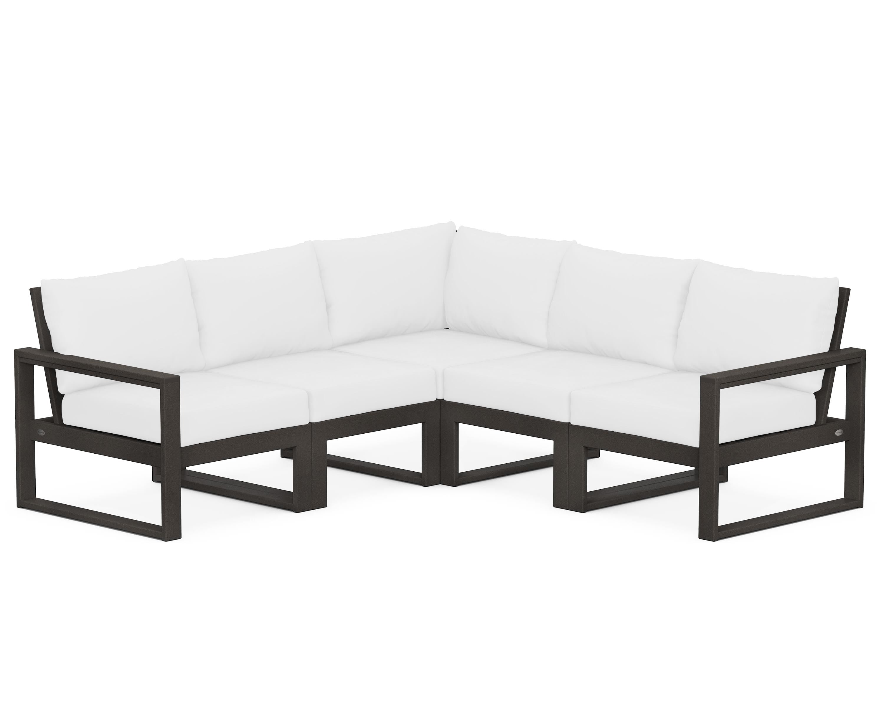 POLYWOOD® EDGE 5-Piece Modular Deep Seating Set in Vintage Coffee / Natural