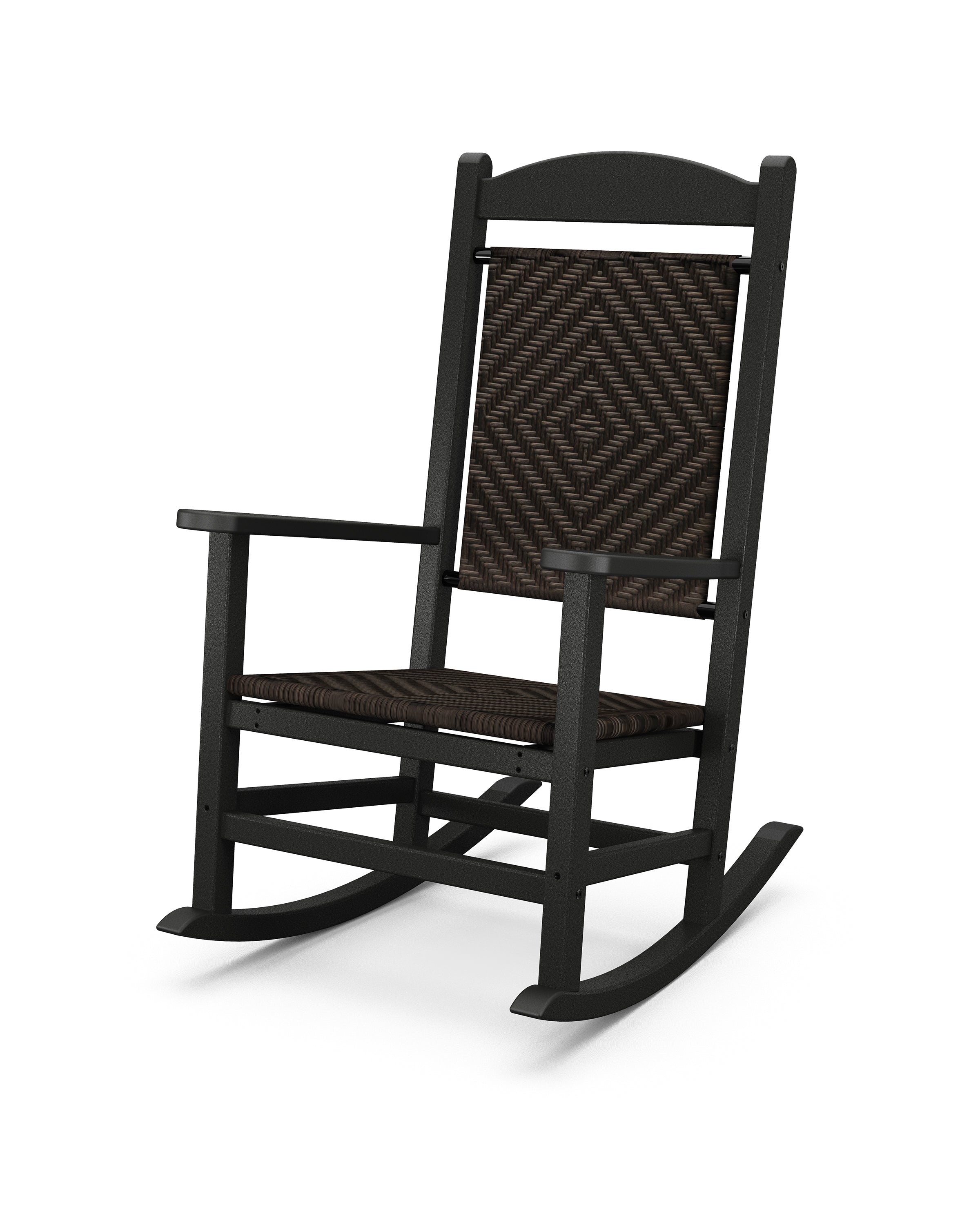 POLYWOOD® Presidential Woven Rocking Chair in Black / Cahaba
