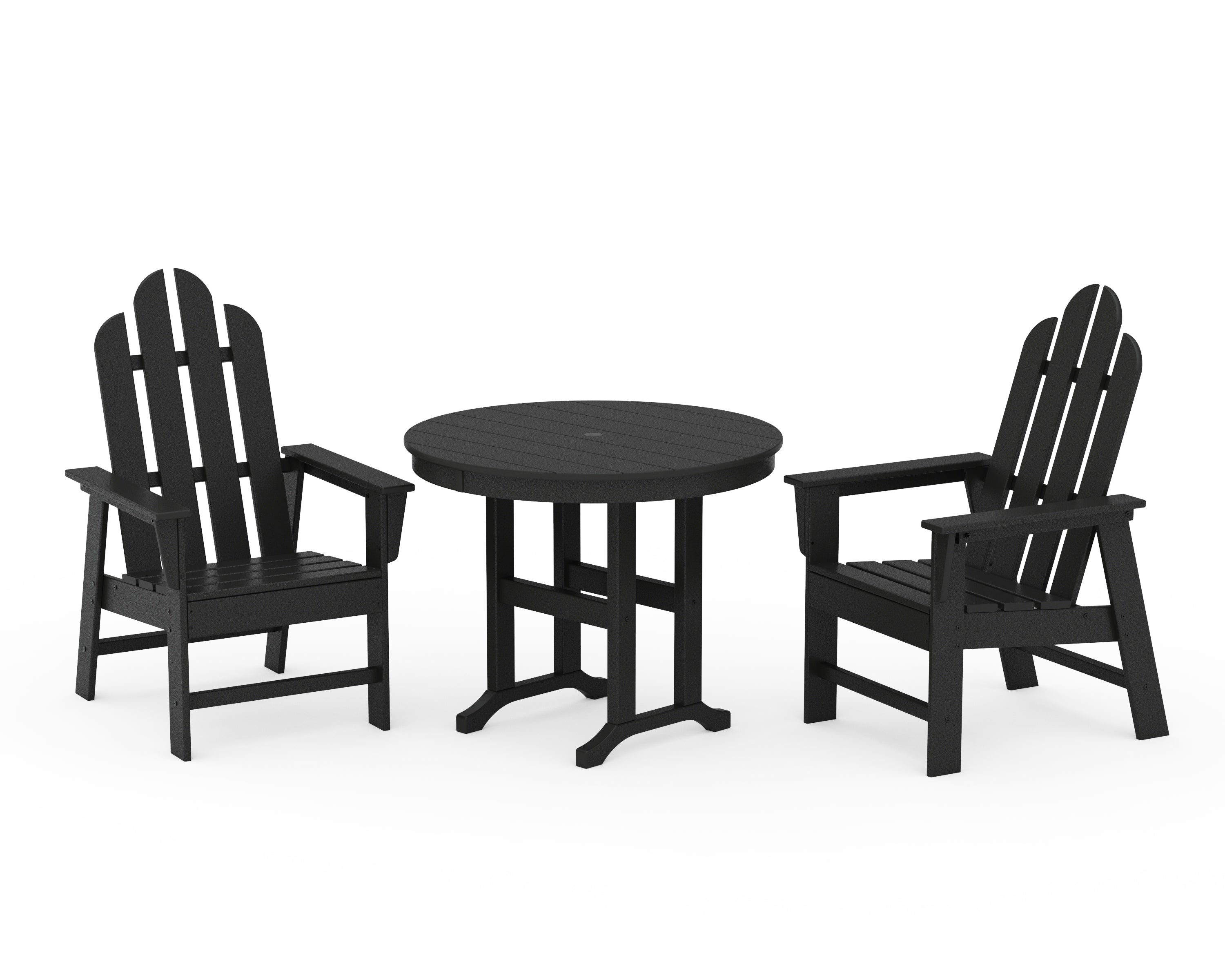 POLYWOOD® Long Island 3-Piece Round Dining Set in Black